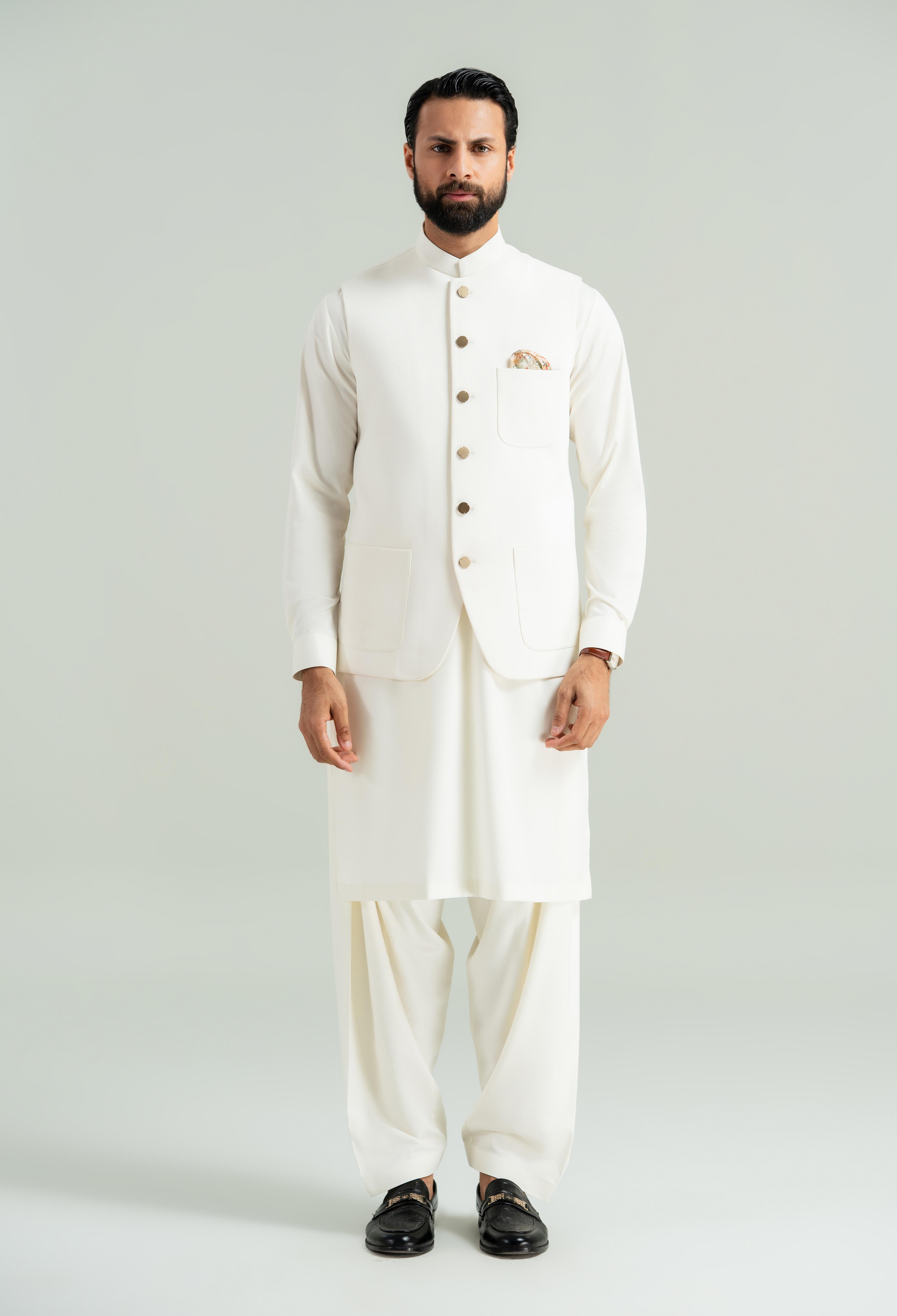 Off White Corduroy Waistcoat