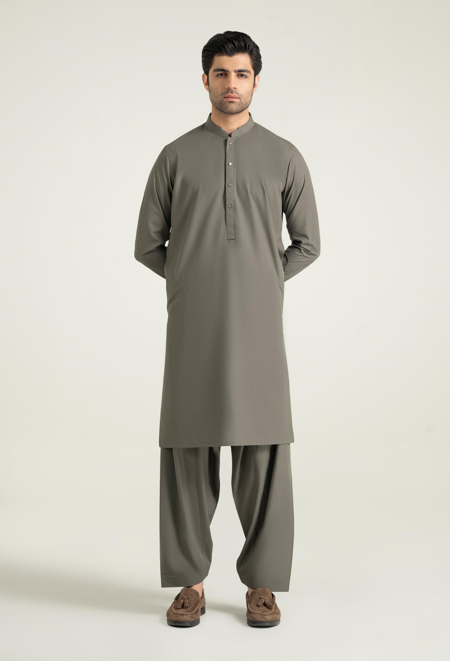 Moss Green Blended Kameez Shalwar