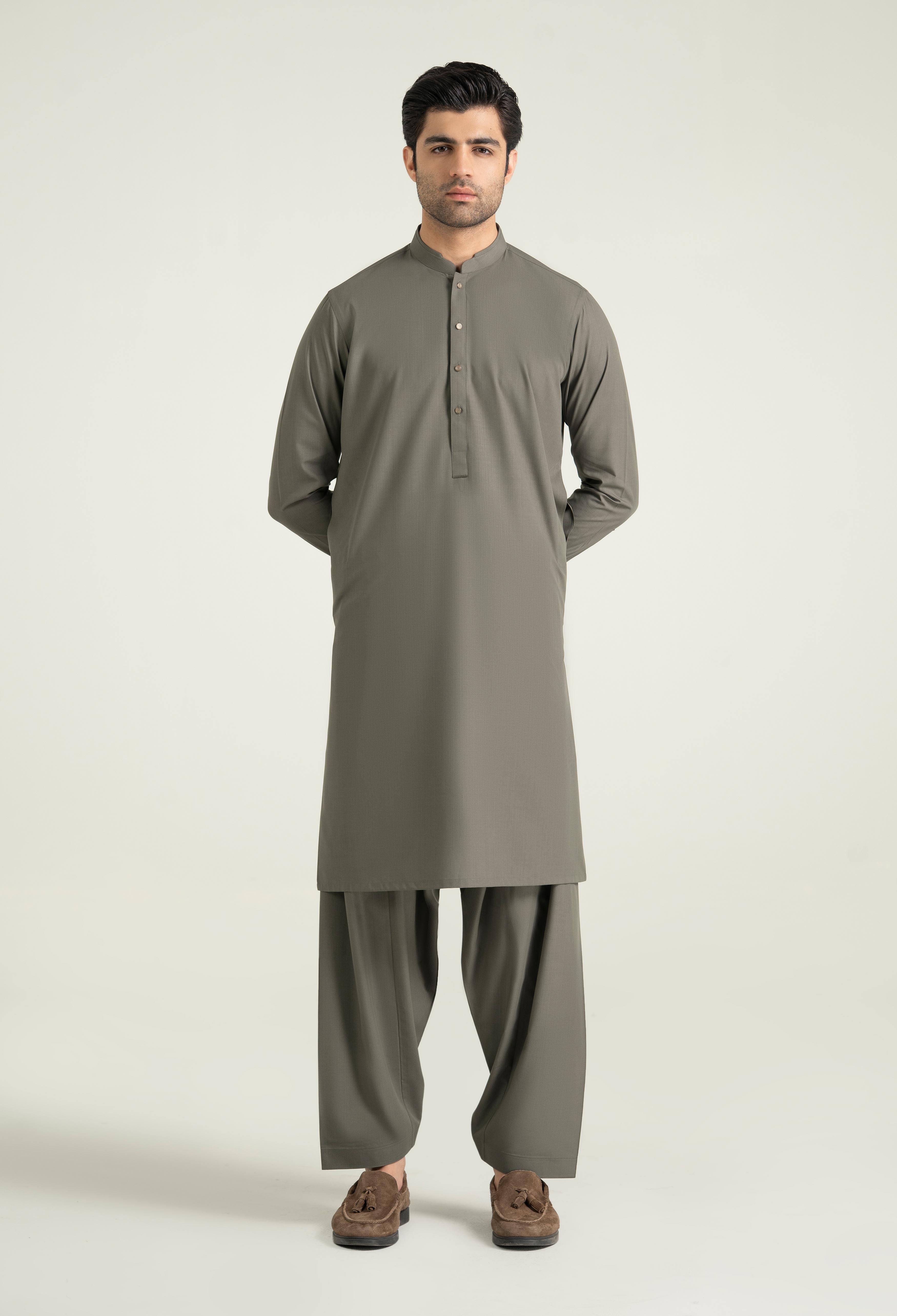 Crush Beige Blended Kameez Shalwar