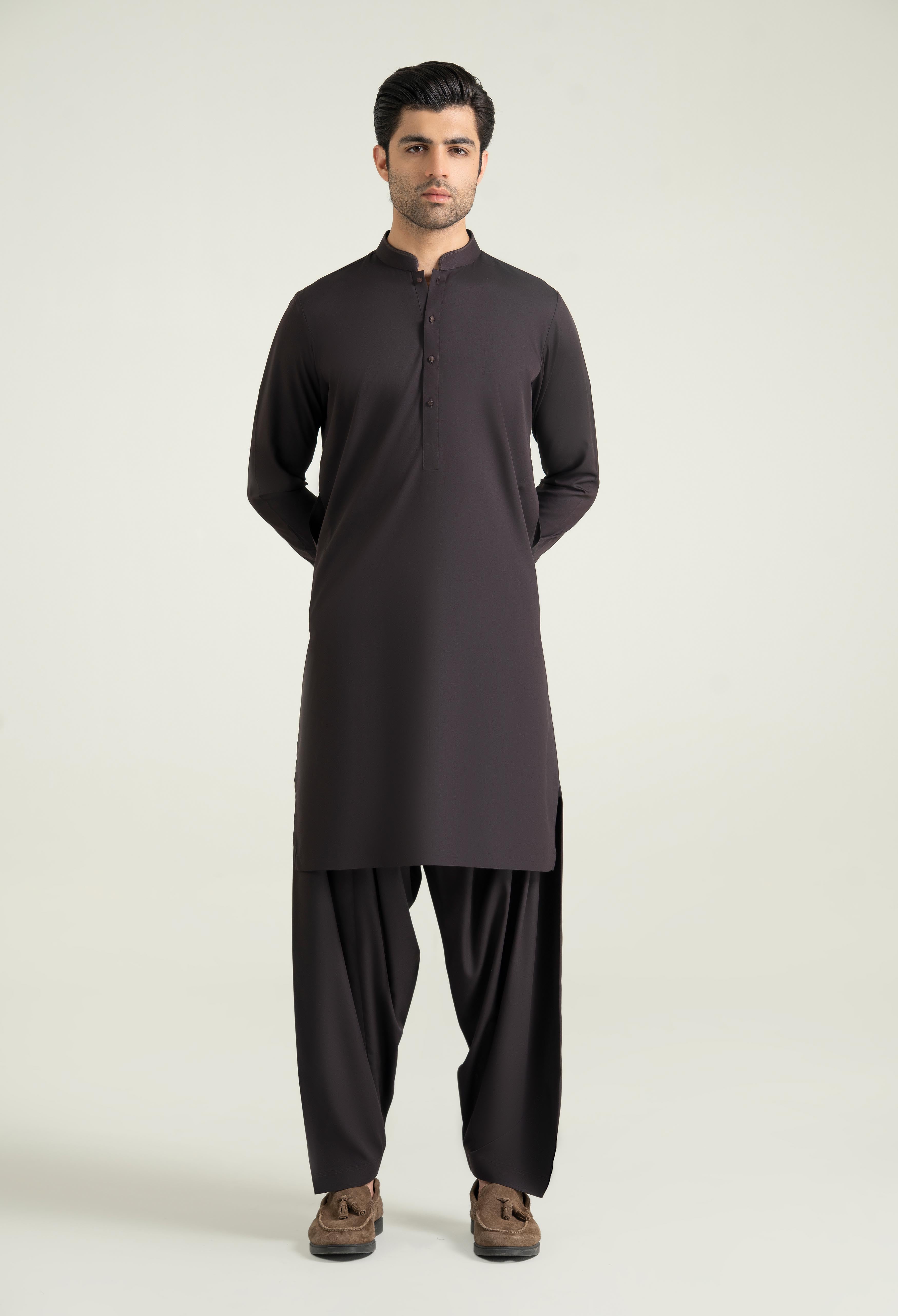 Dark Maroon Blended Kameez Shalwar