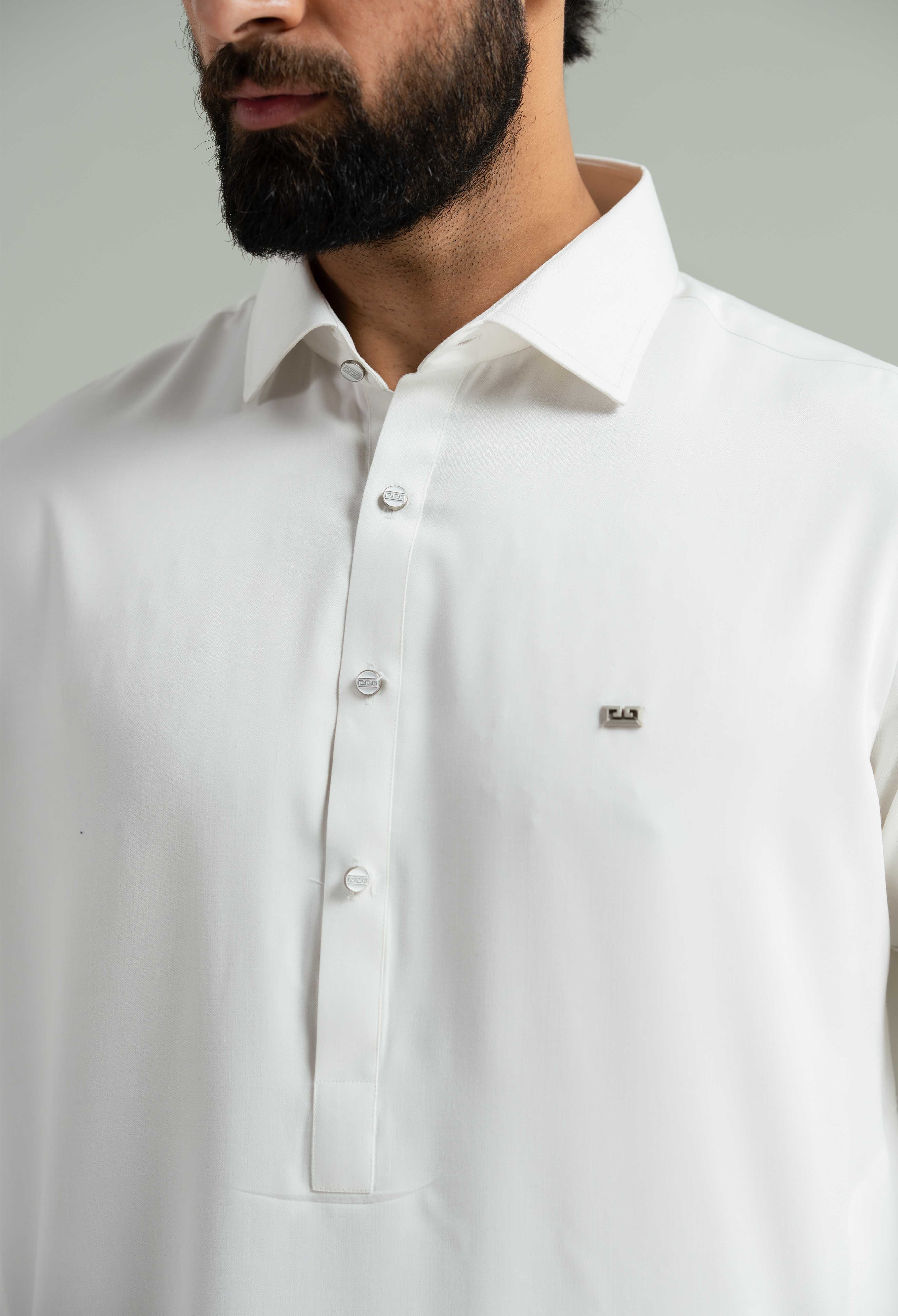 Off White Blended Kameez Shalwar