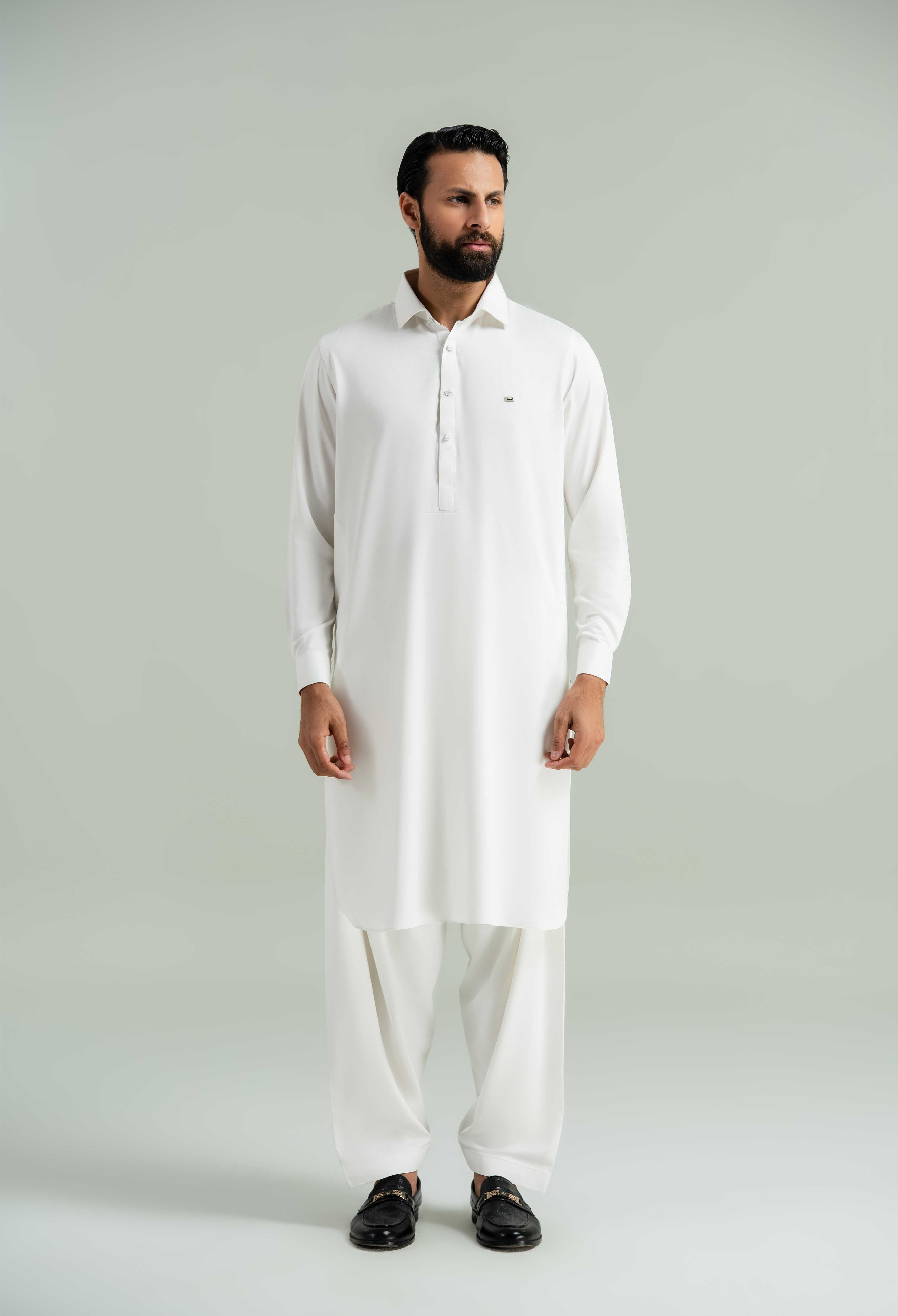 Off White Blended Kameez Shalwar