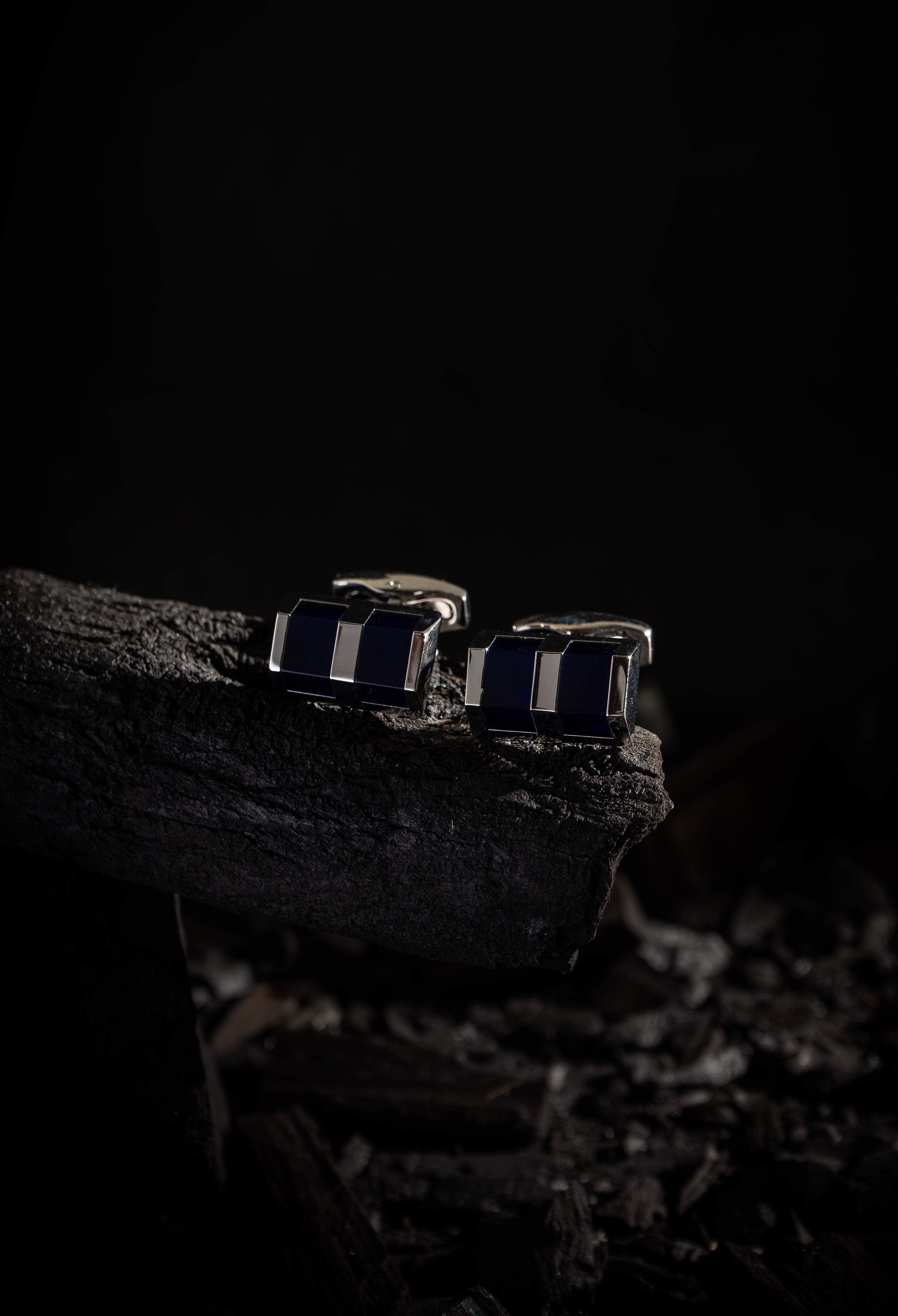 Sapphire Blue Stripes Cufflink (CFL-000075)