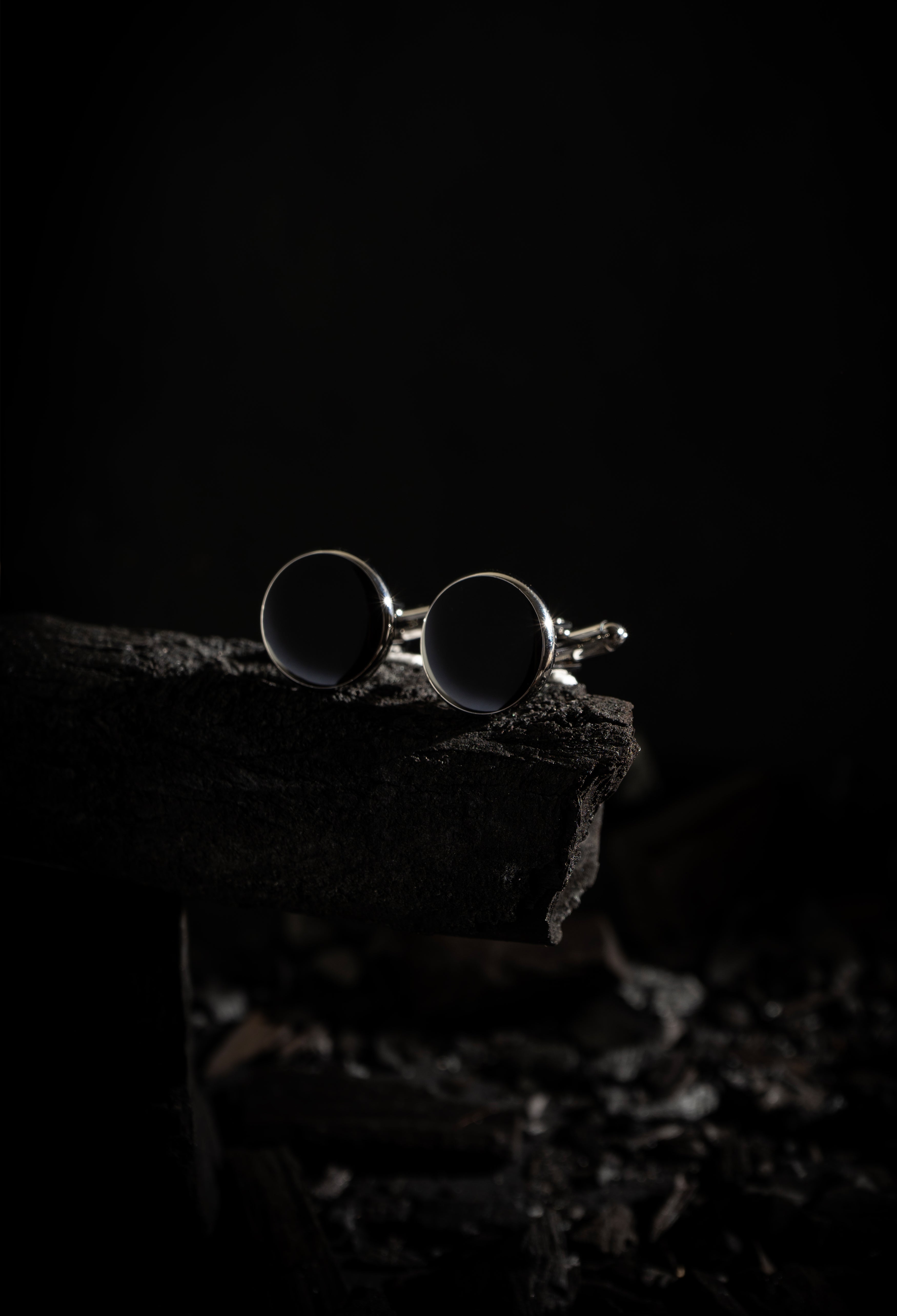 Jet Black Ellipse Stone Cufflink (CFL-000071)