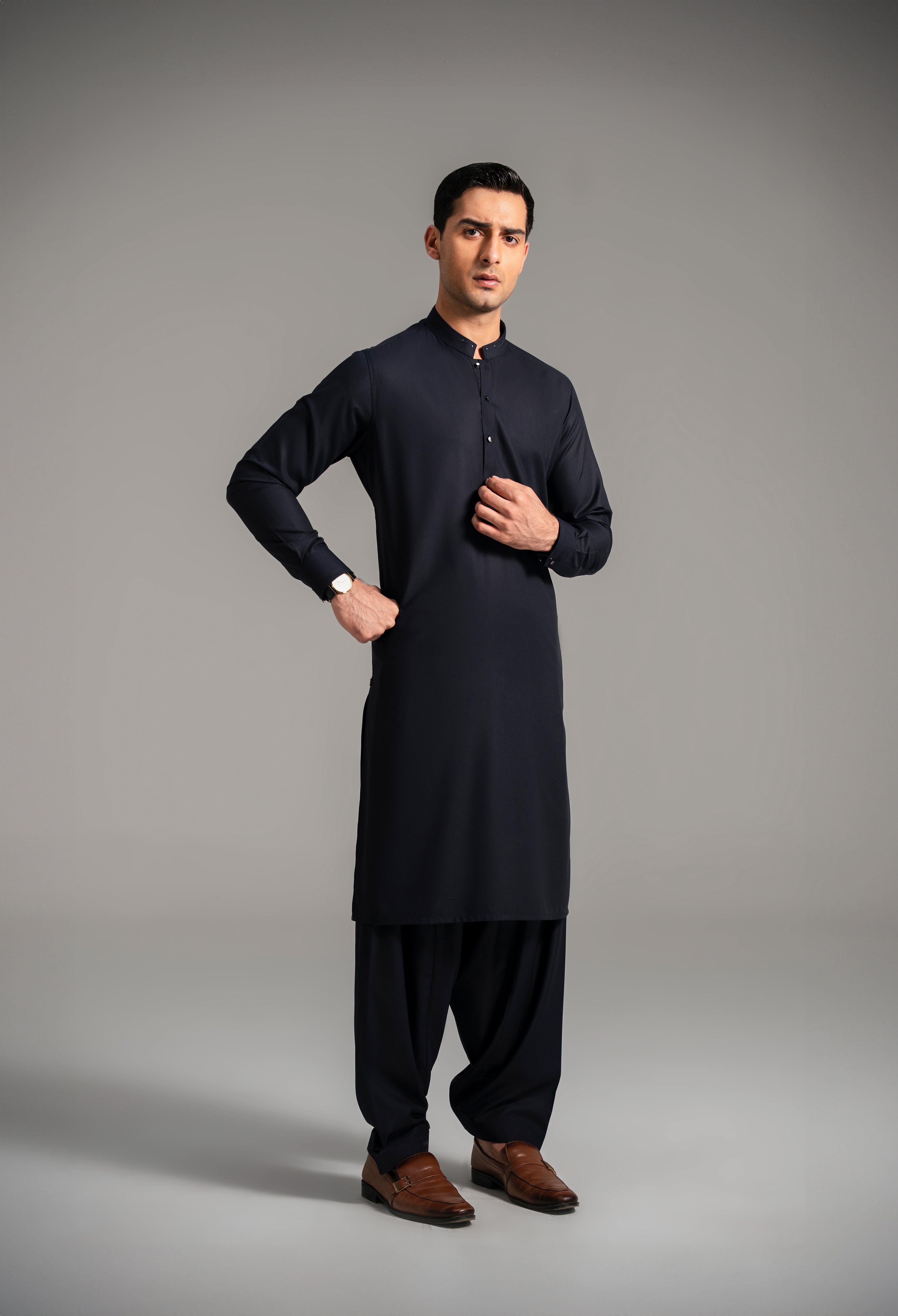 Teal Black Detailing Kameez Shalwar