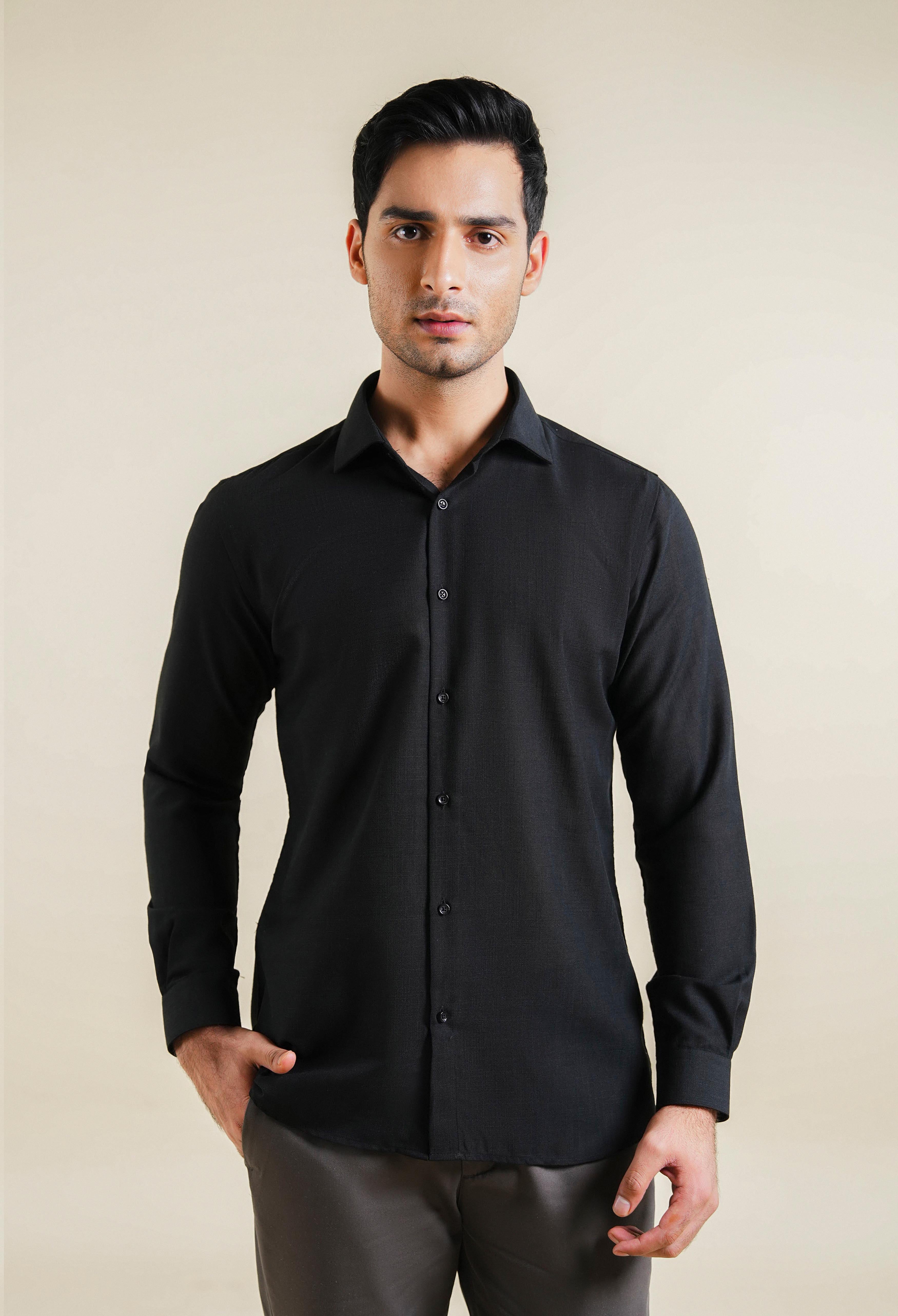 Night Black Hawk Weave Poly Linen