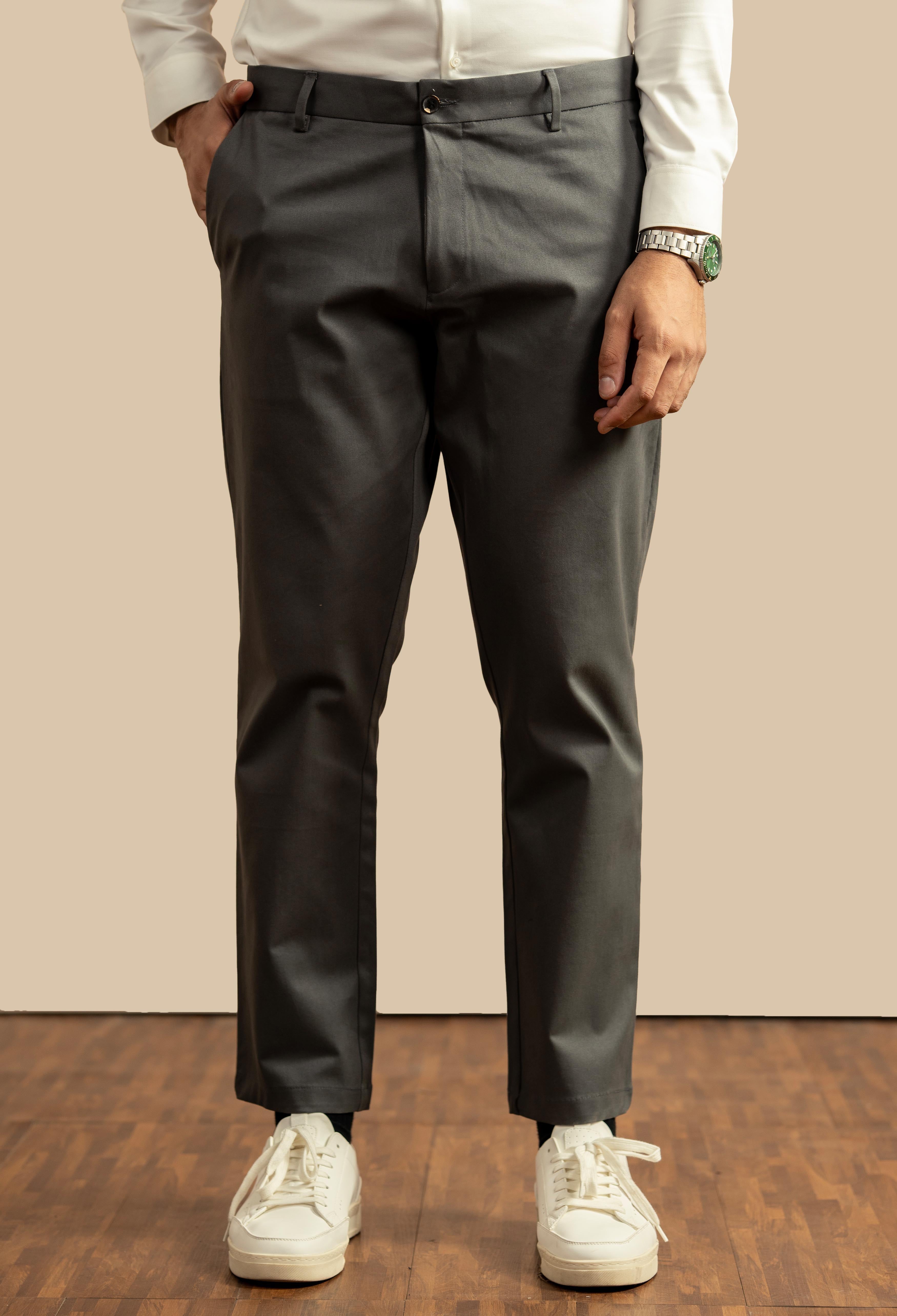 Grey Blue Cotton Trouser