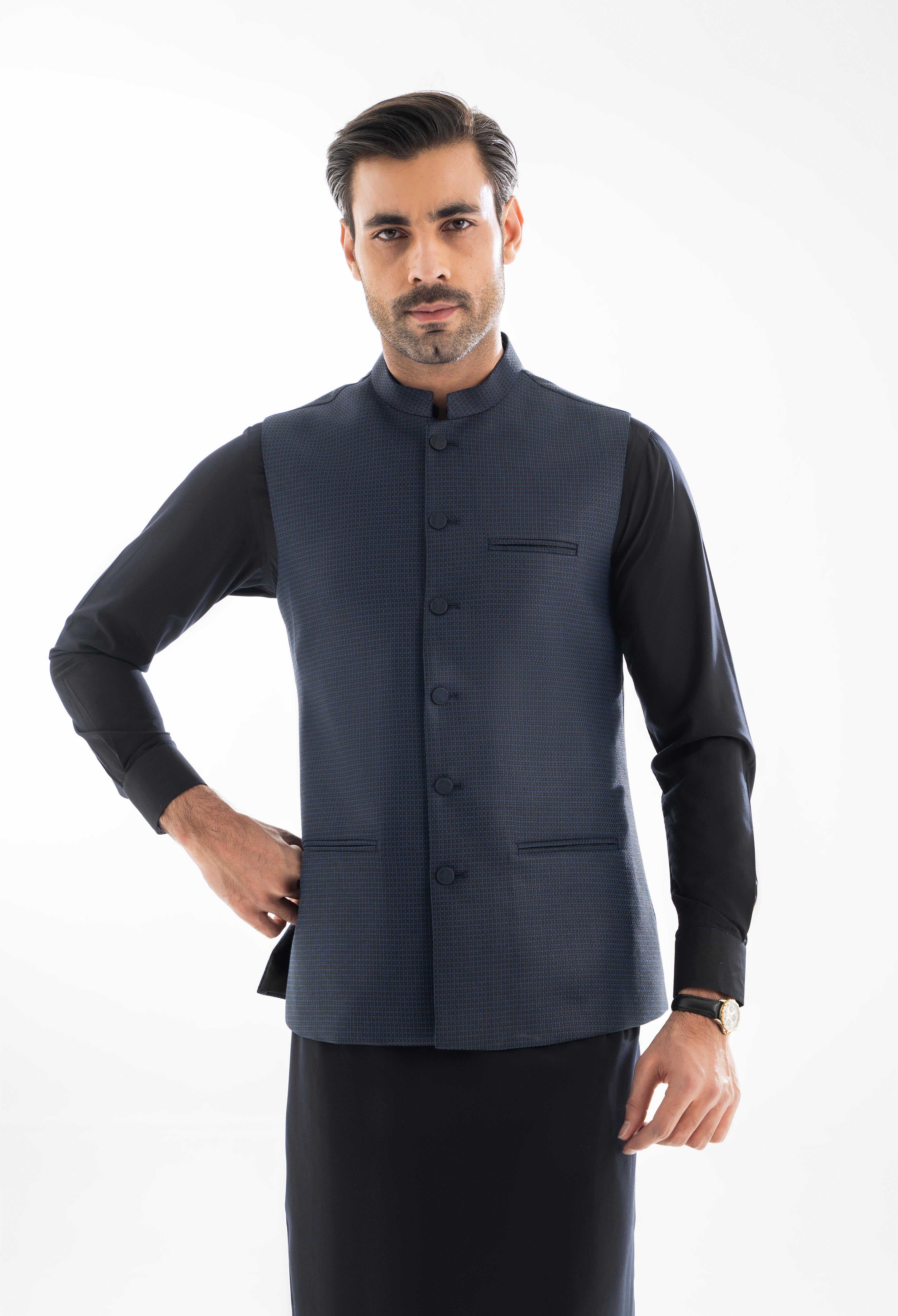 Navy Blue Plain Waistcoat