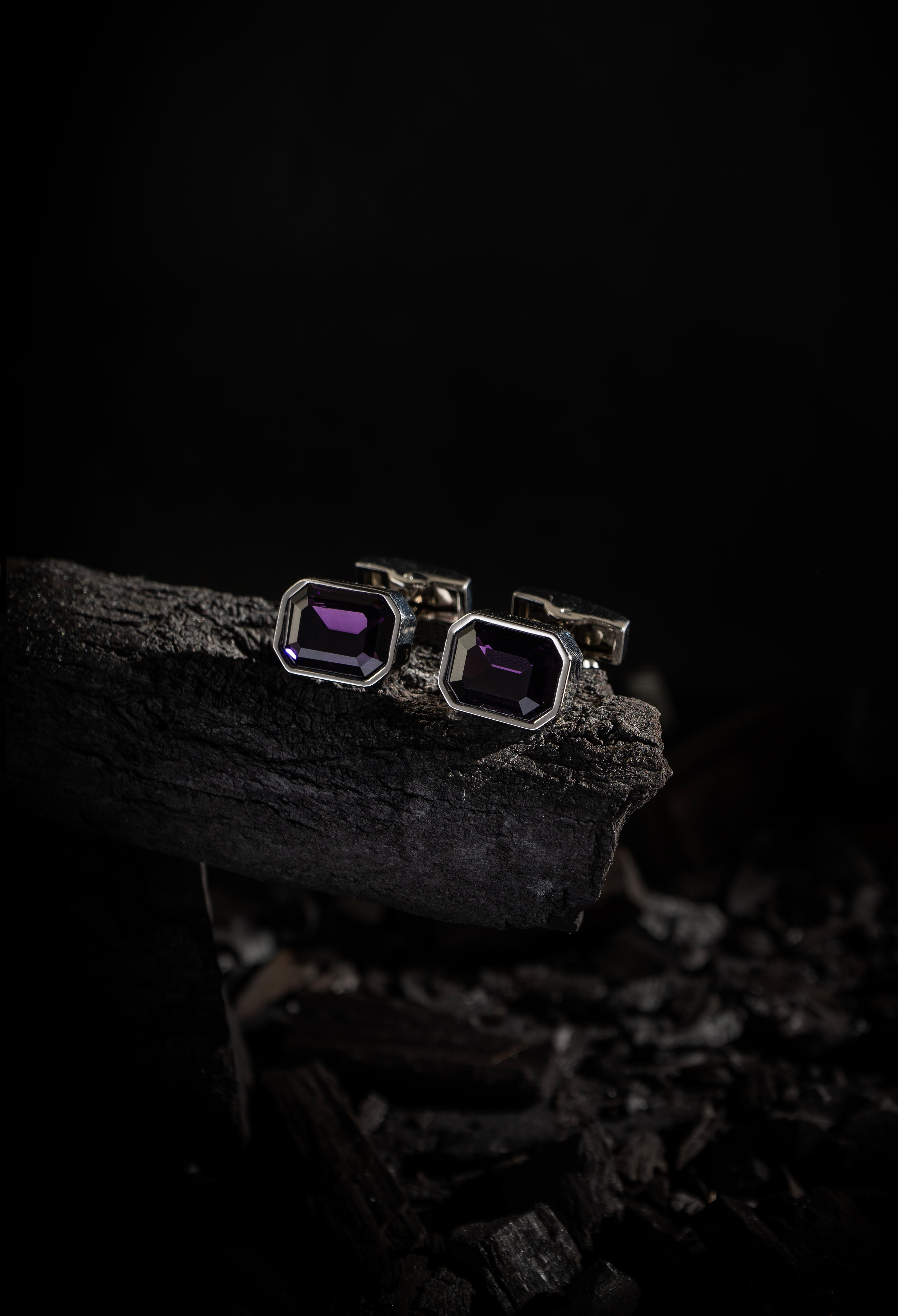 Plum Purple Octagon Cufflink (CFL-000082)