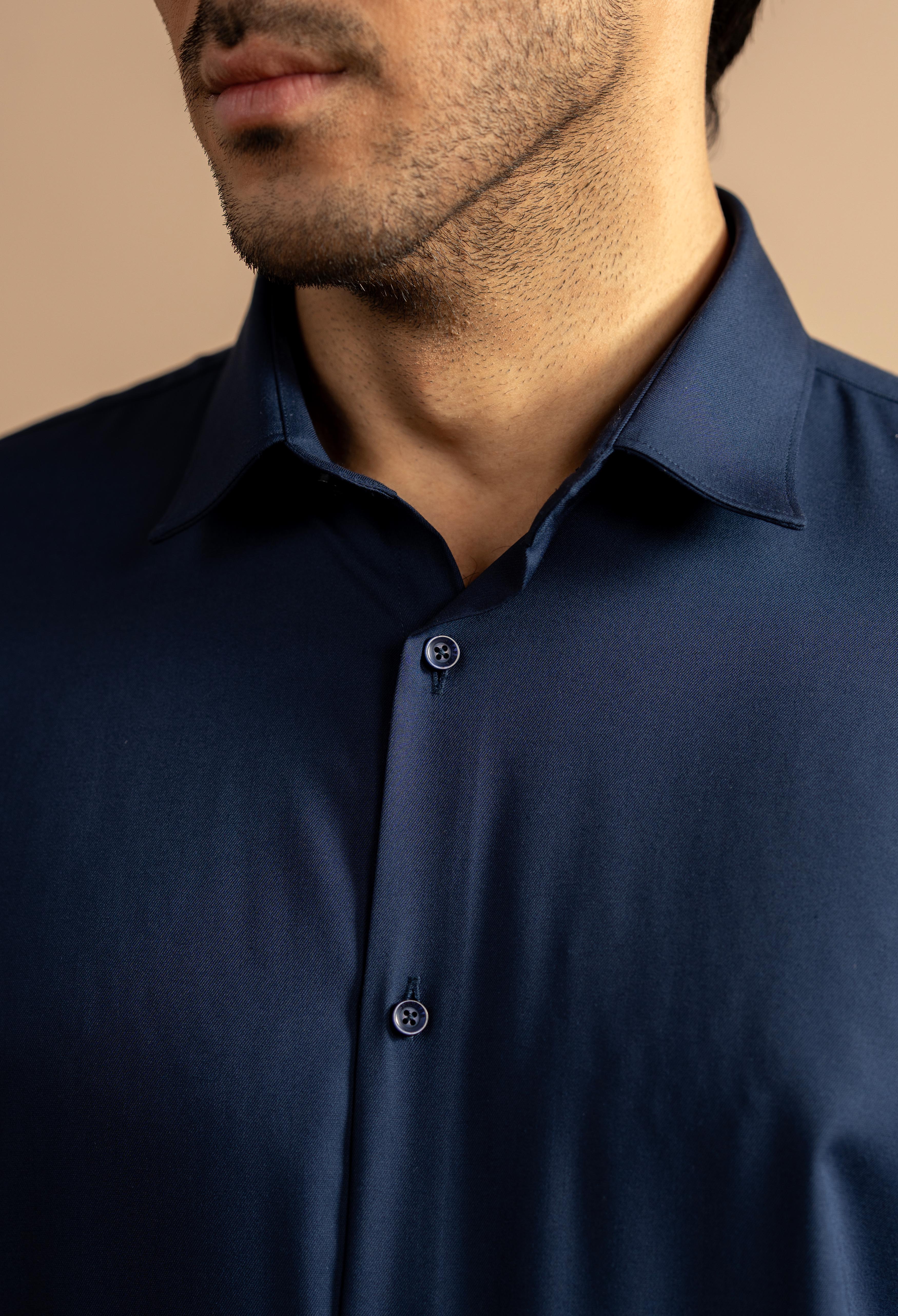 Deep Navy Blue Semi Formal Shirt