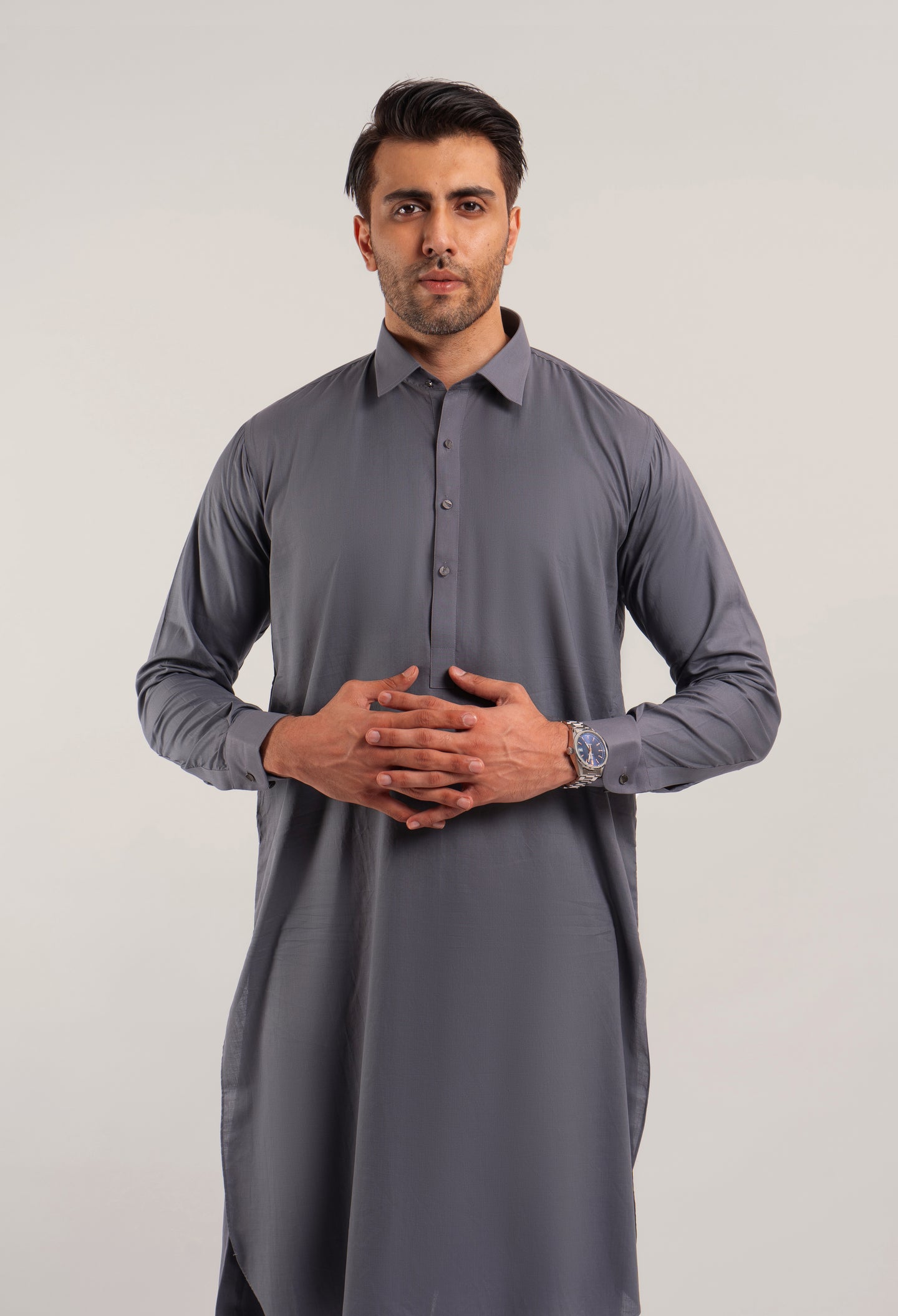 Grey Plain Kameez Shalwar