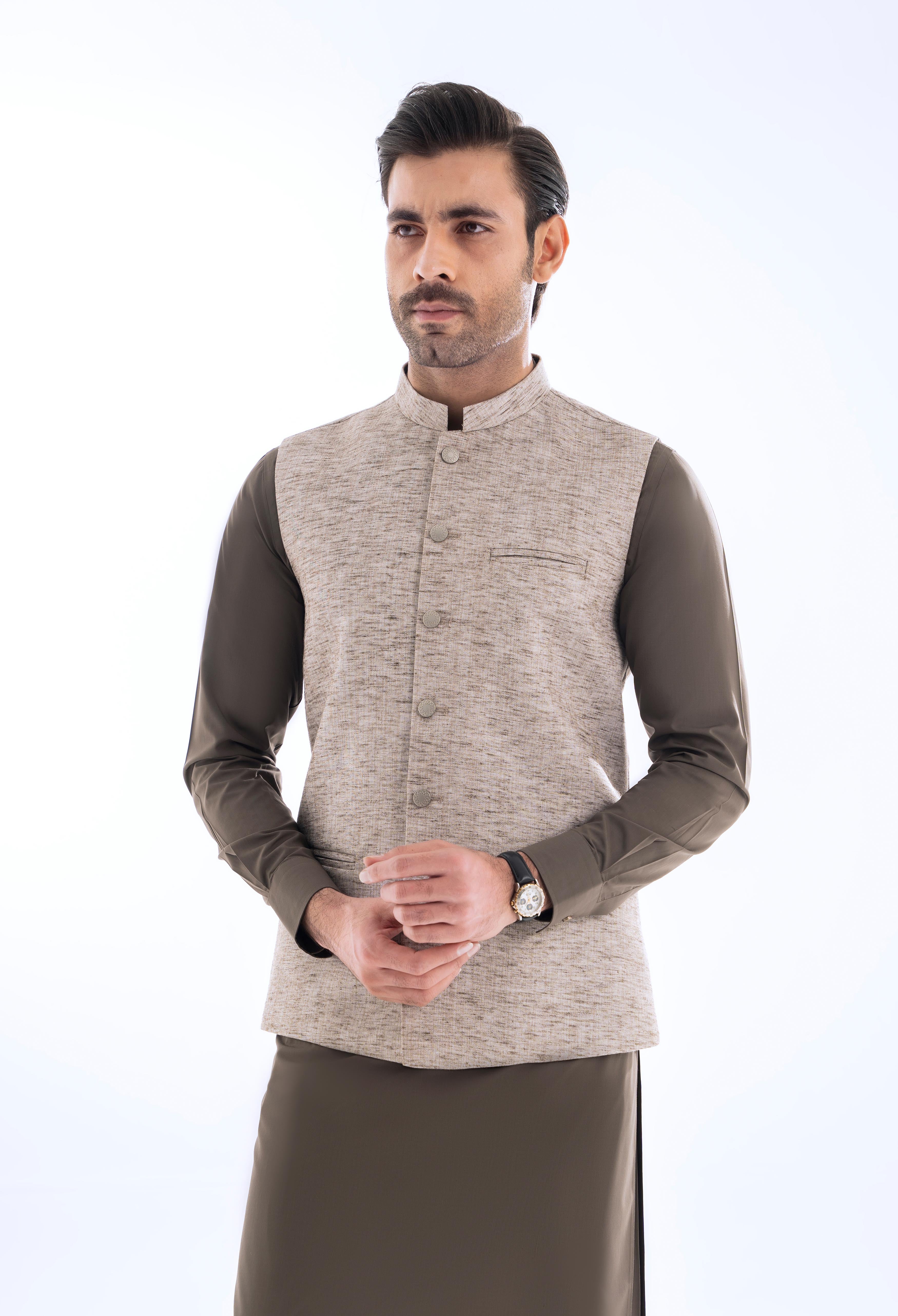 Ash Brown Plain Waistcoat