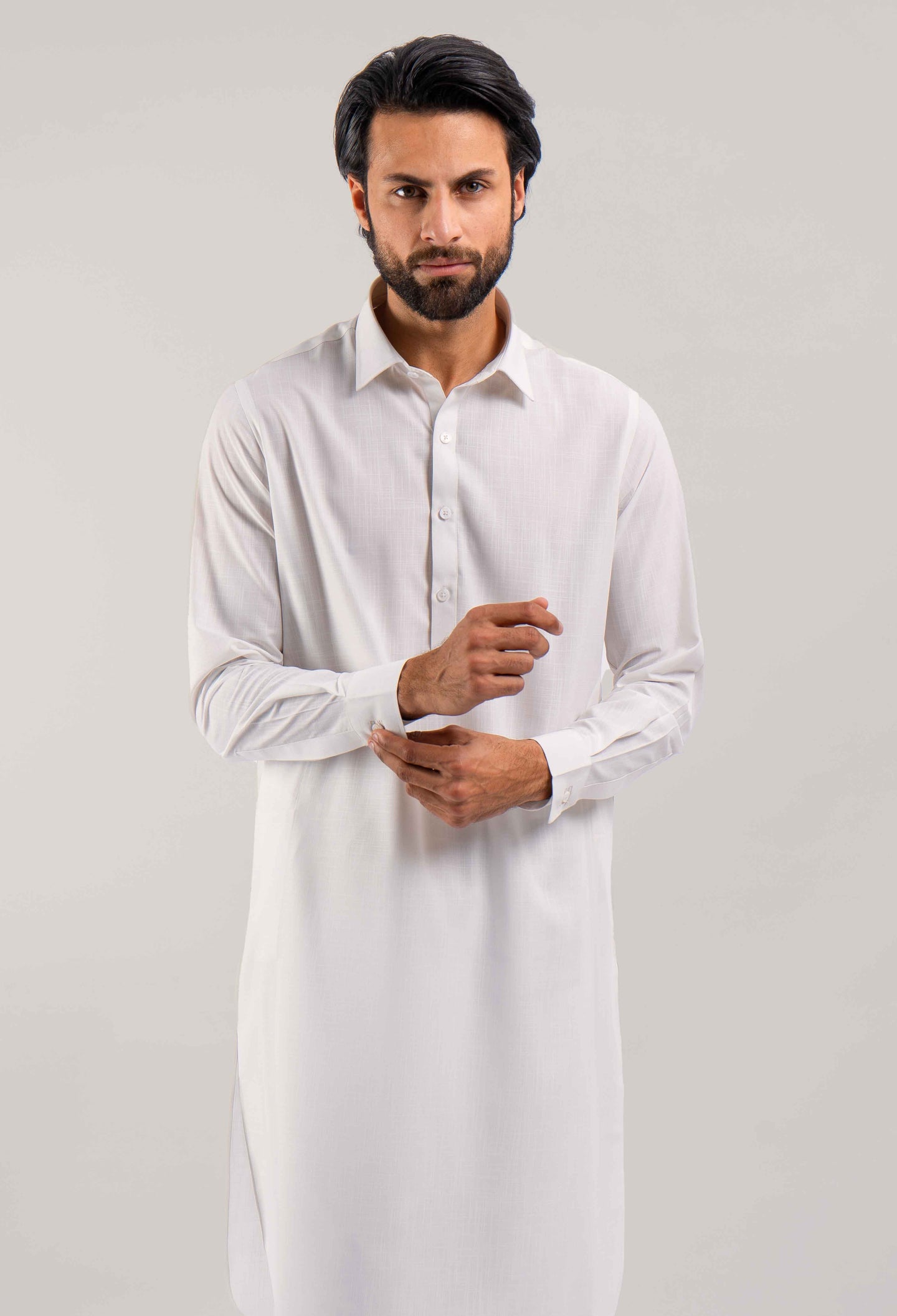Chiffon White Self Slub Blended Kameez Shalwar