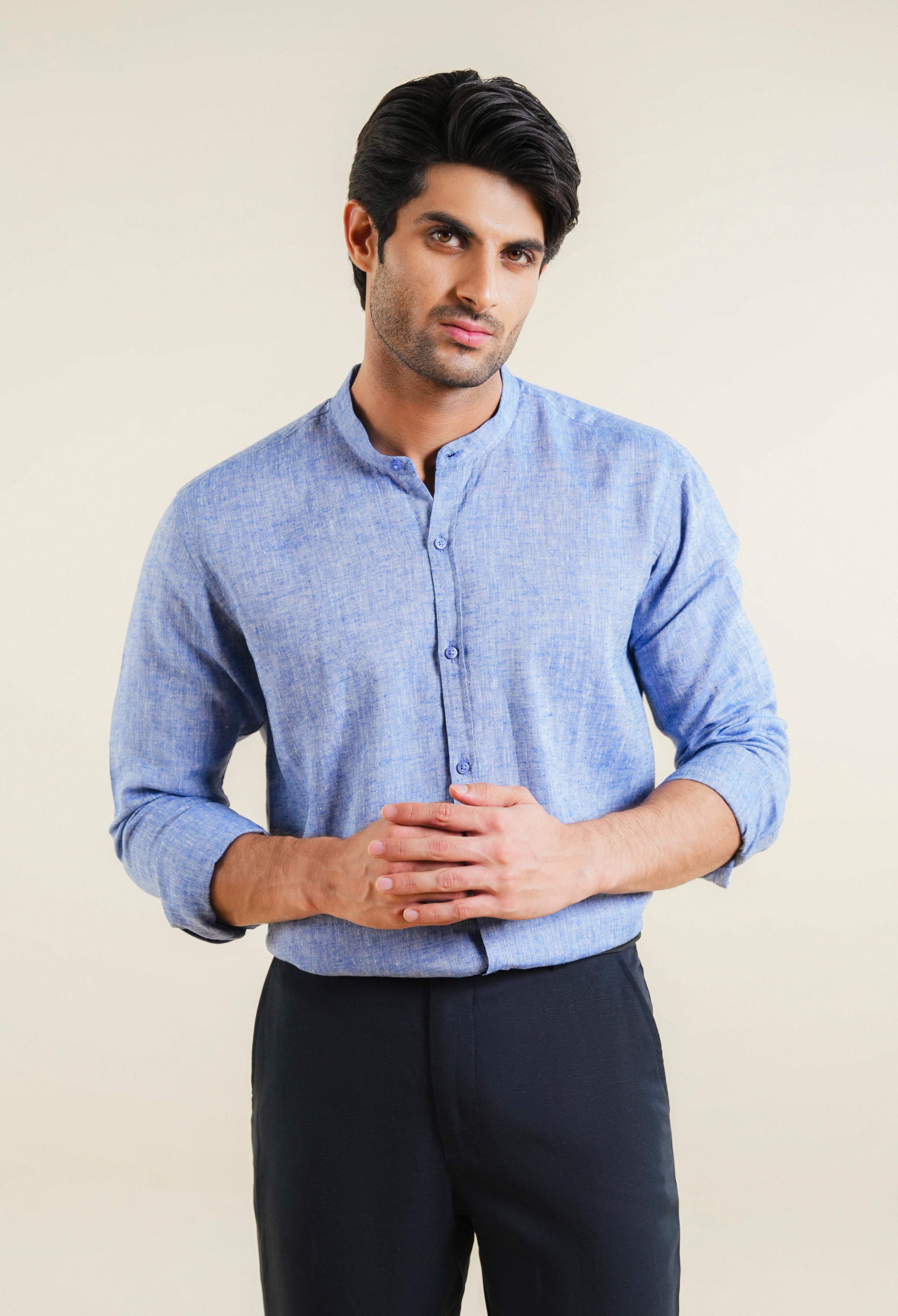 Royal Blue Linen Shirt