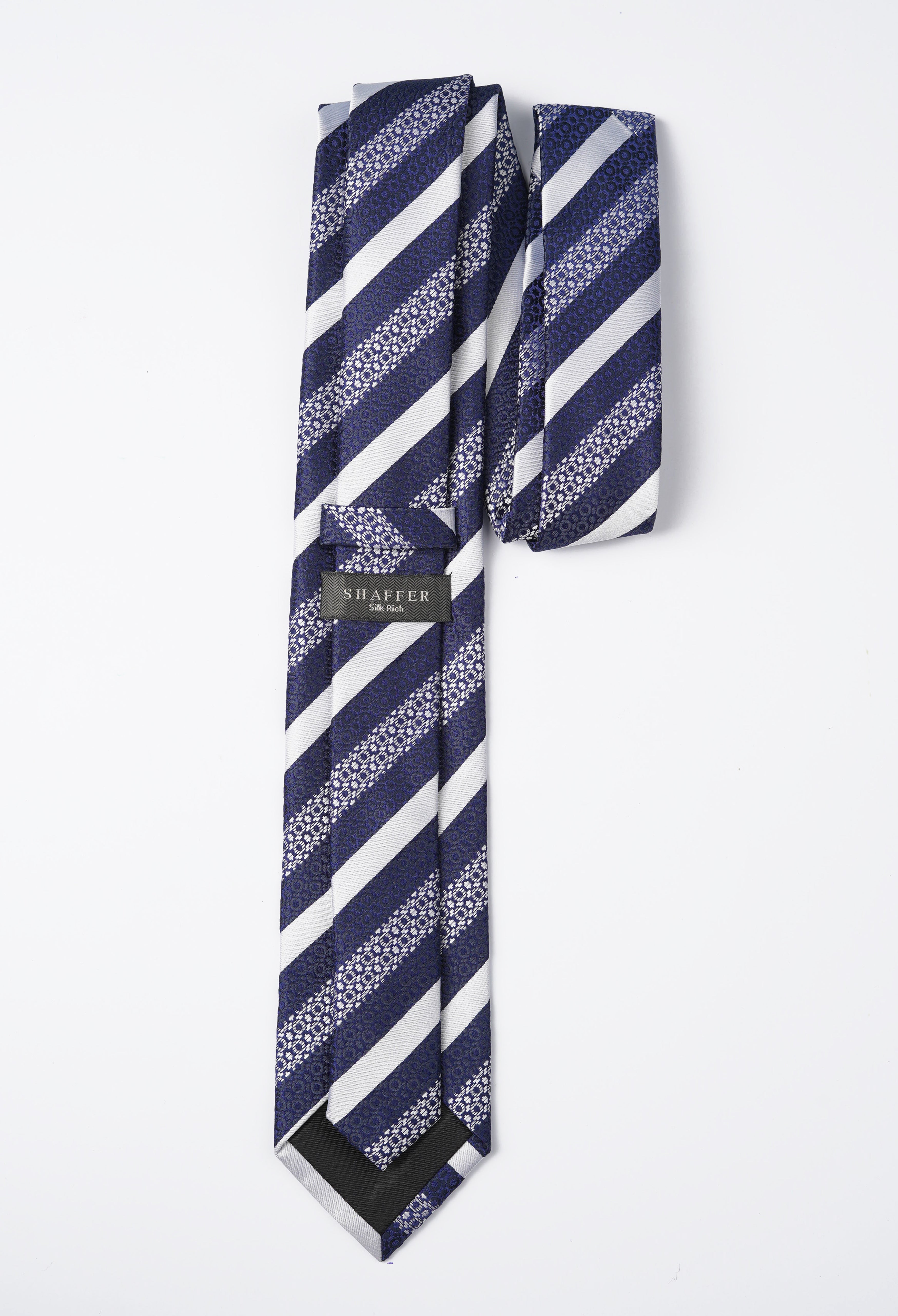 White & Blue Diagonal Stripes Tie