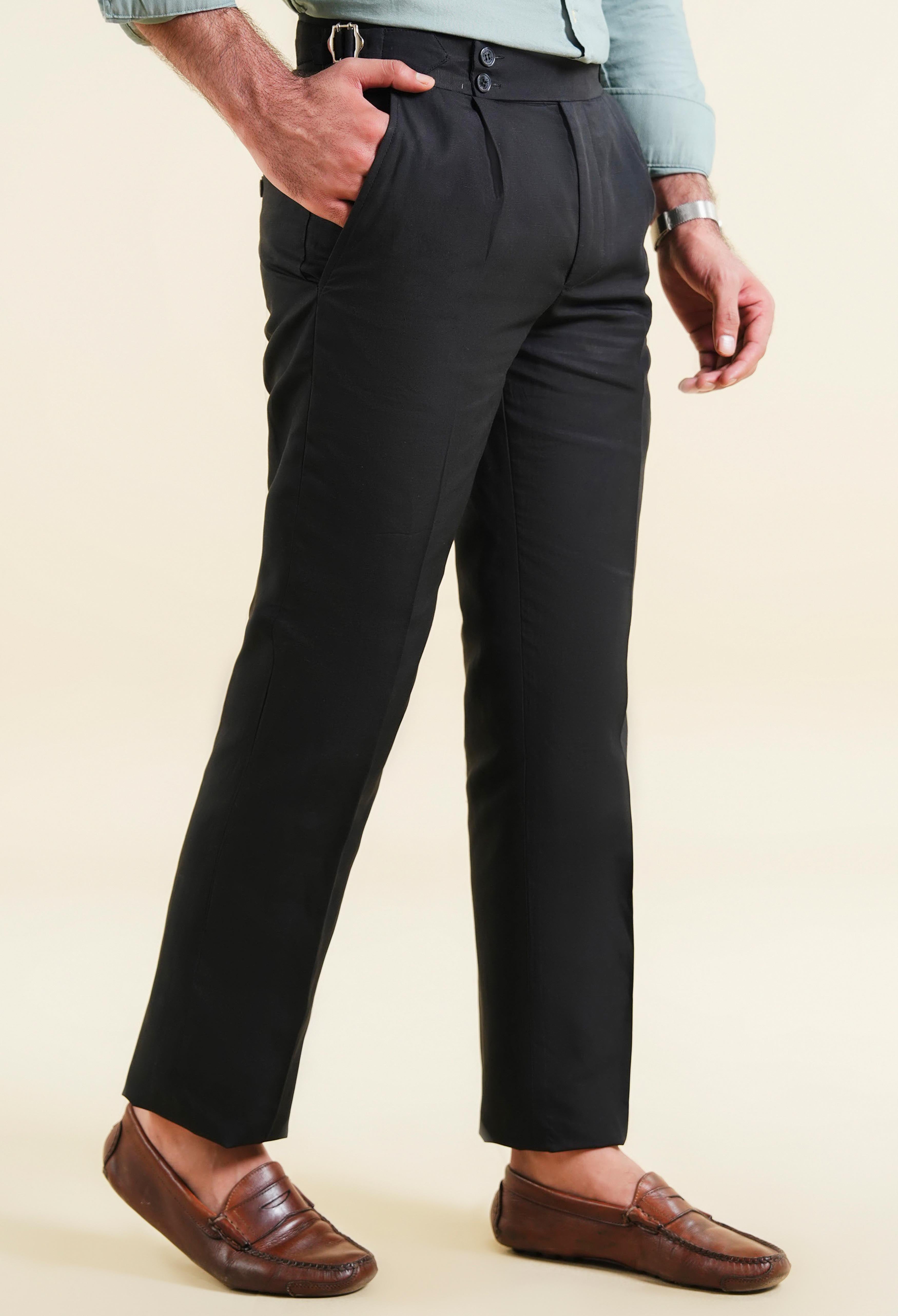 Crow Black Linen Gurkha Pant