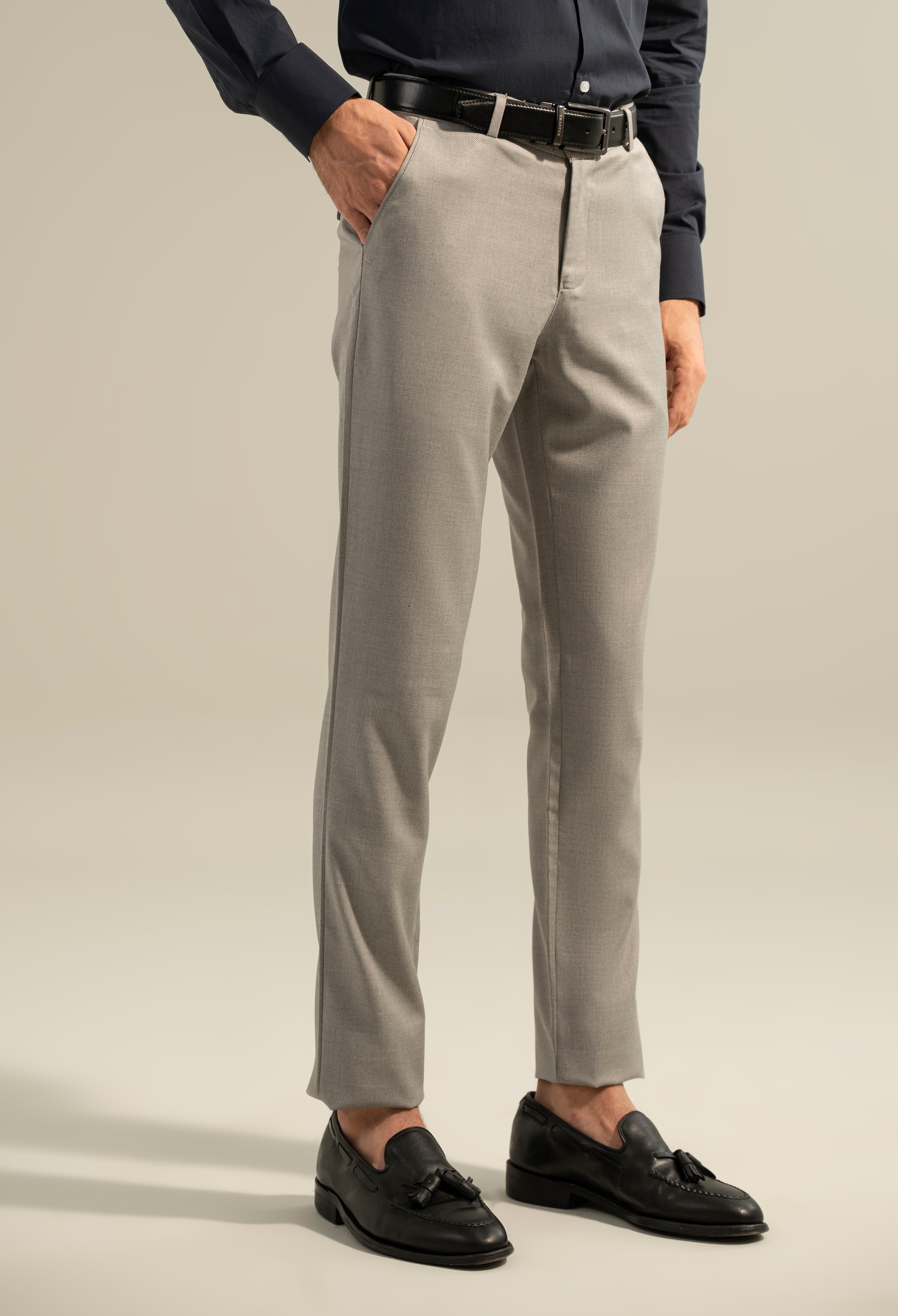 Steel Grey Lycra Dress Pant