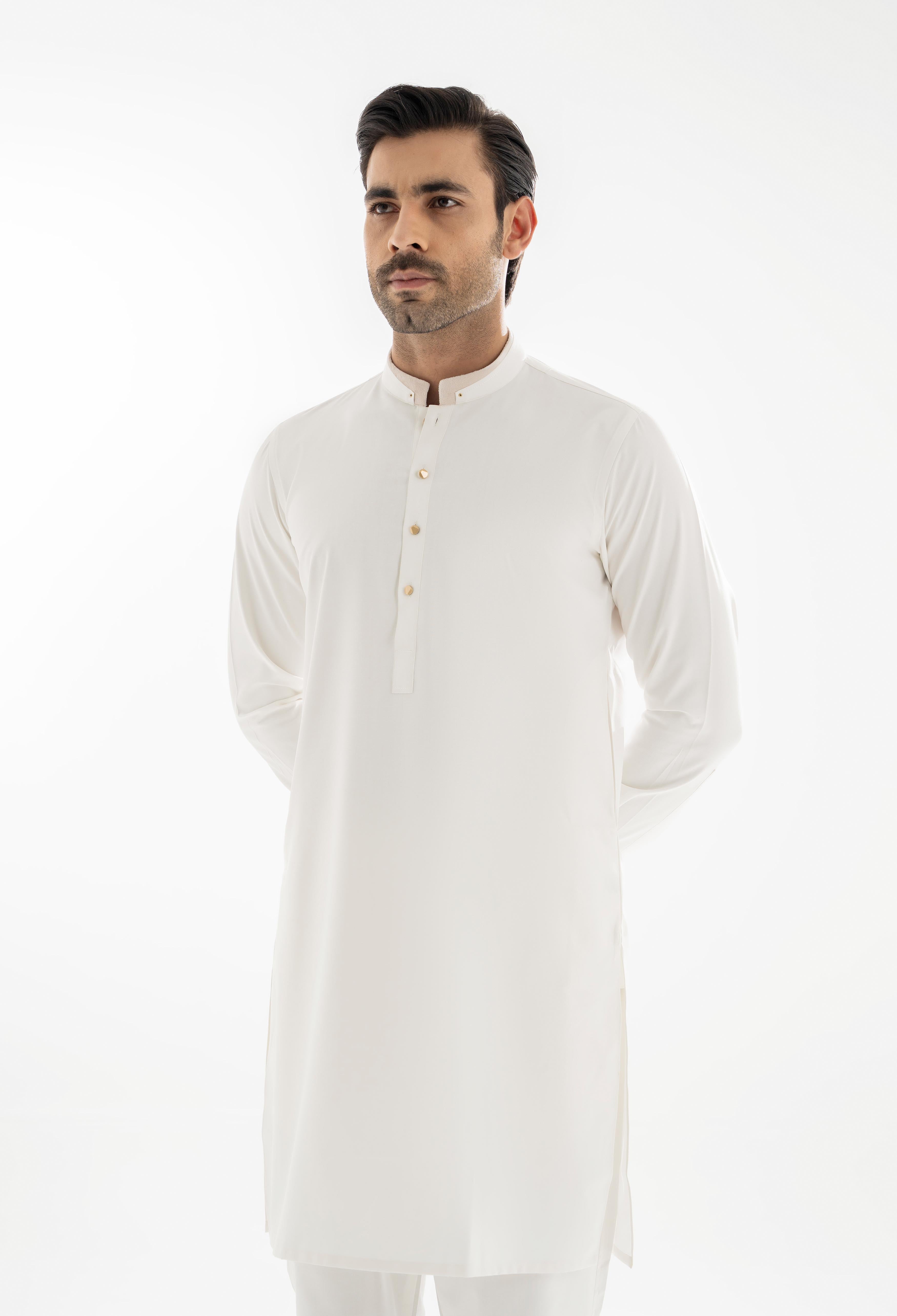 Off White Detailing Kurta Pajama