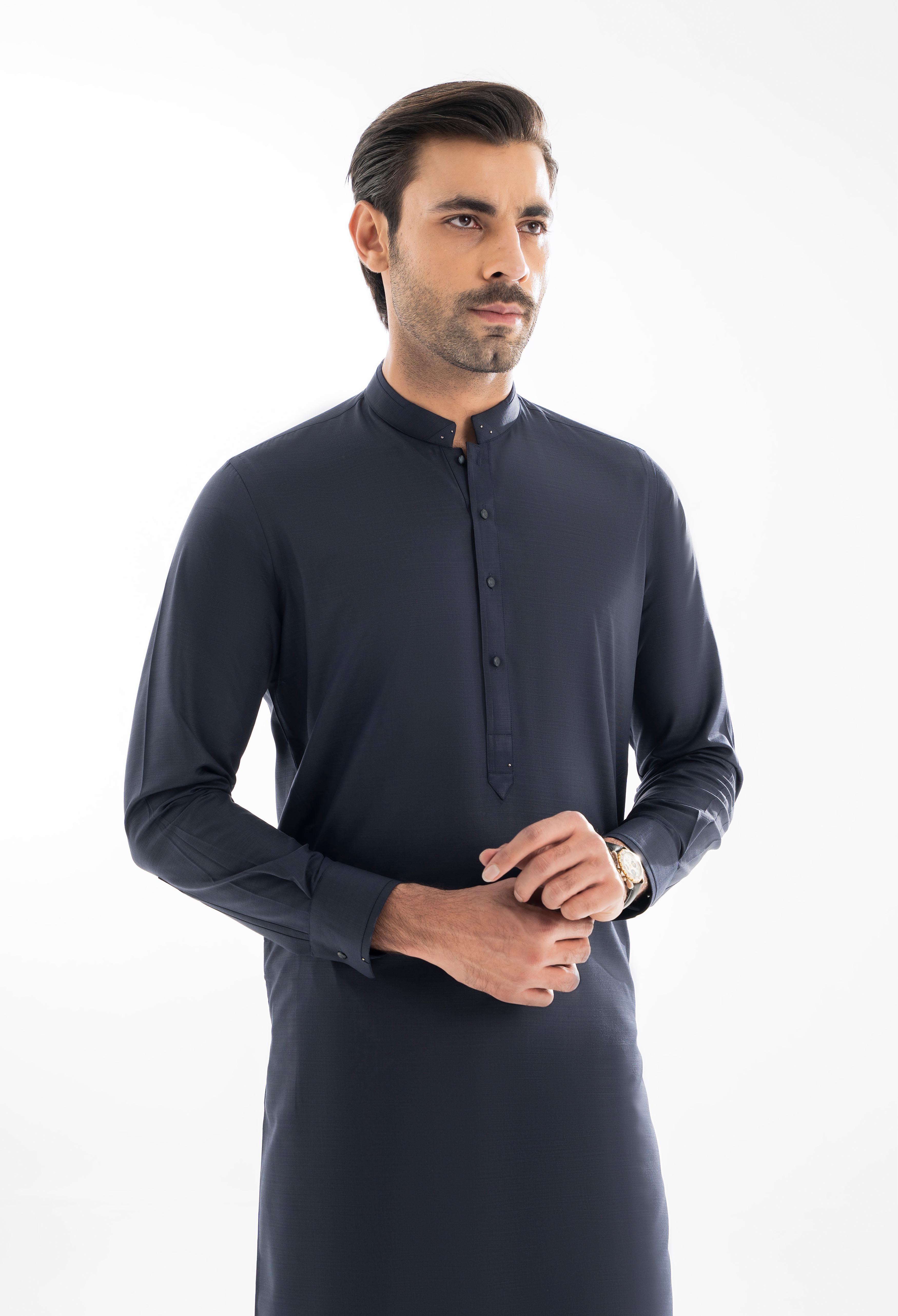 Deep Navy Detailing Kurta Pajama