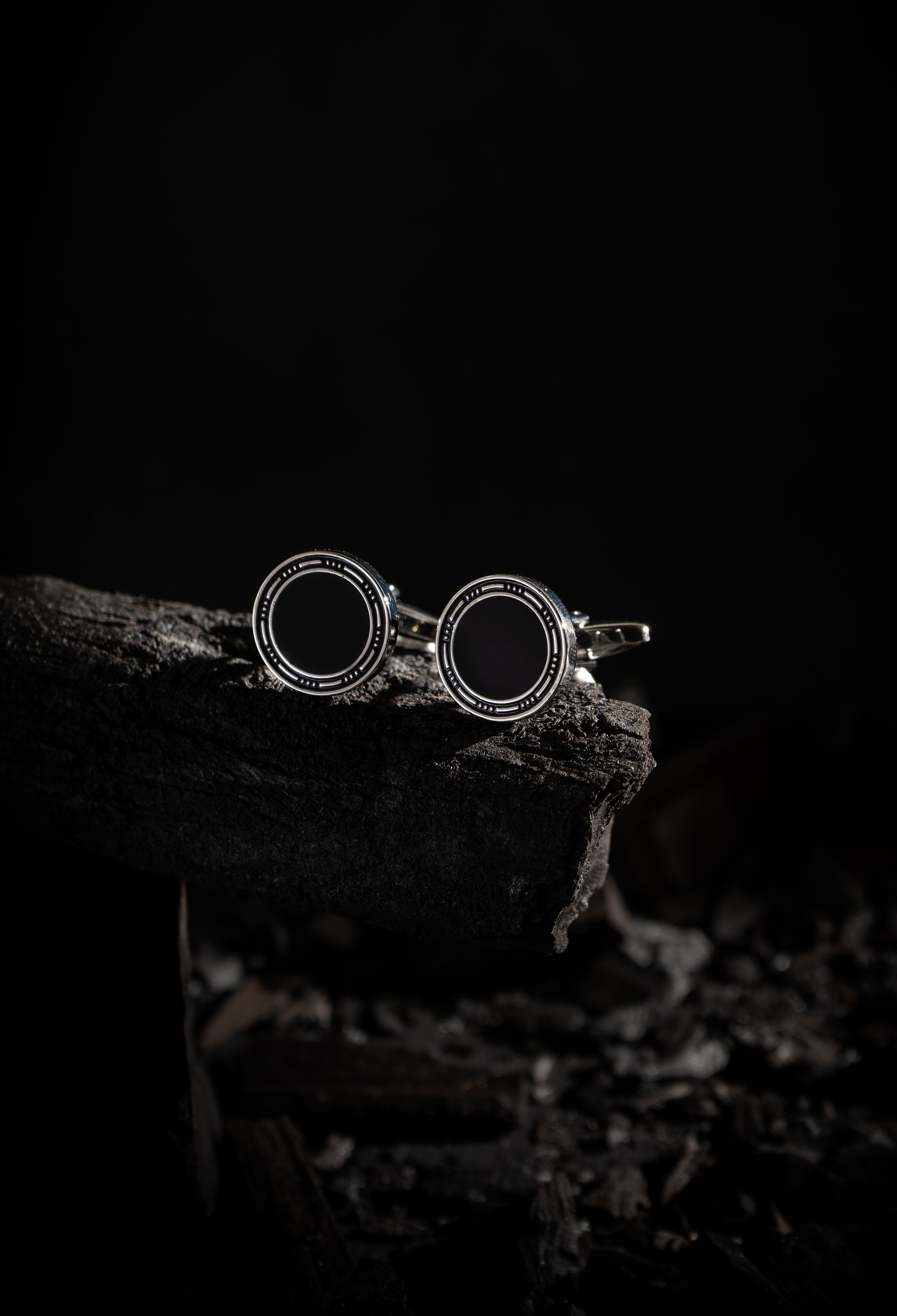 Onyx Black Circle Cufflink (CFL-000027)