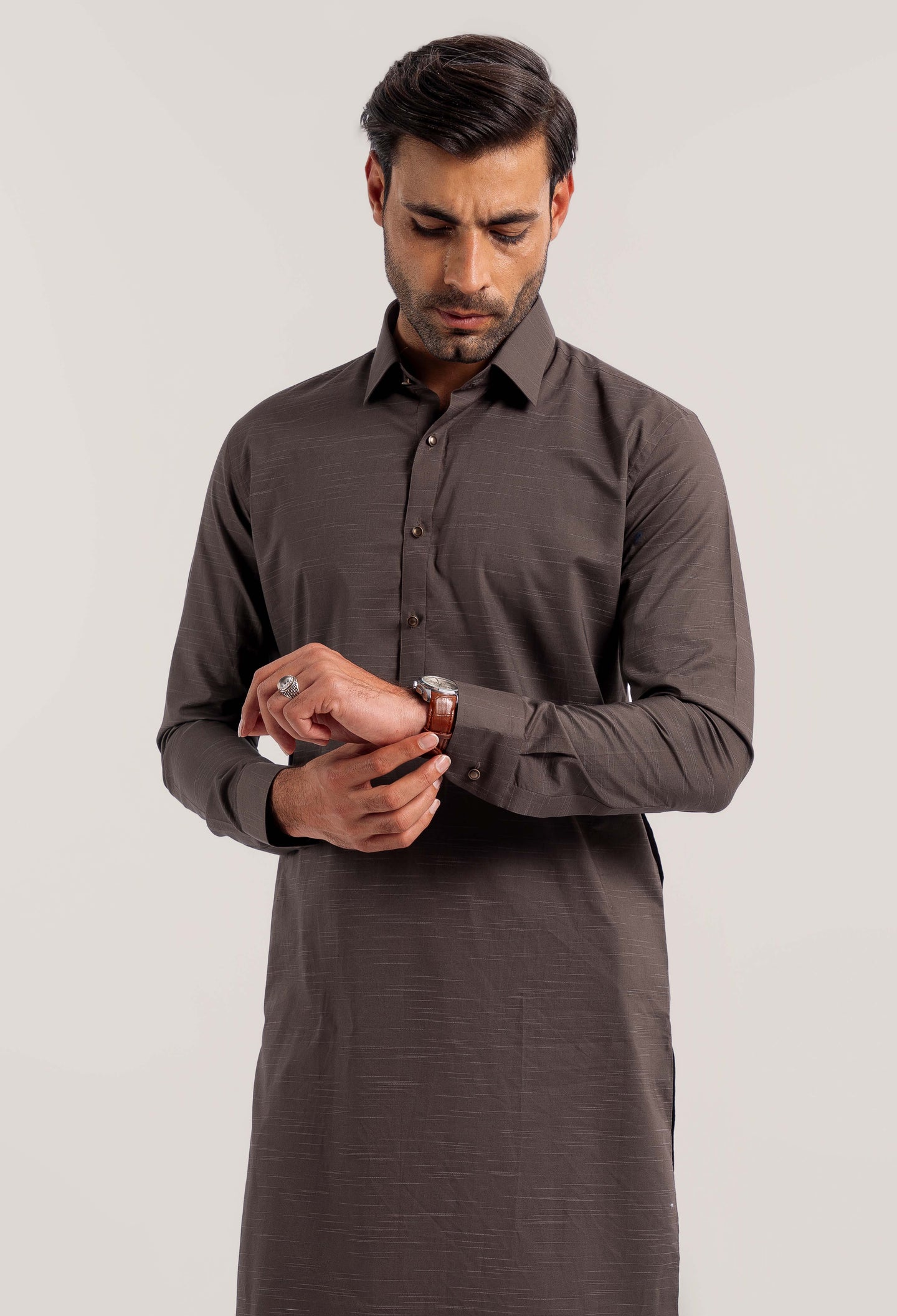 Clay Brown Cotton Kameez Shalwar ( GSS-000449)