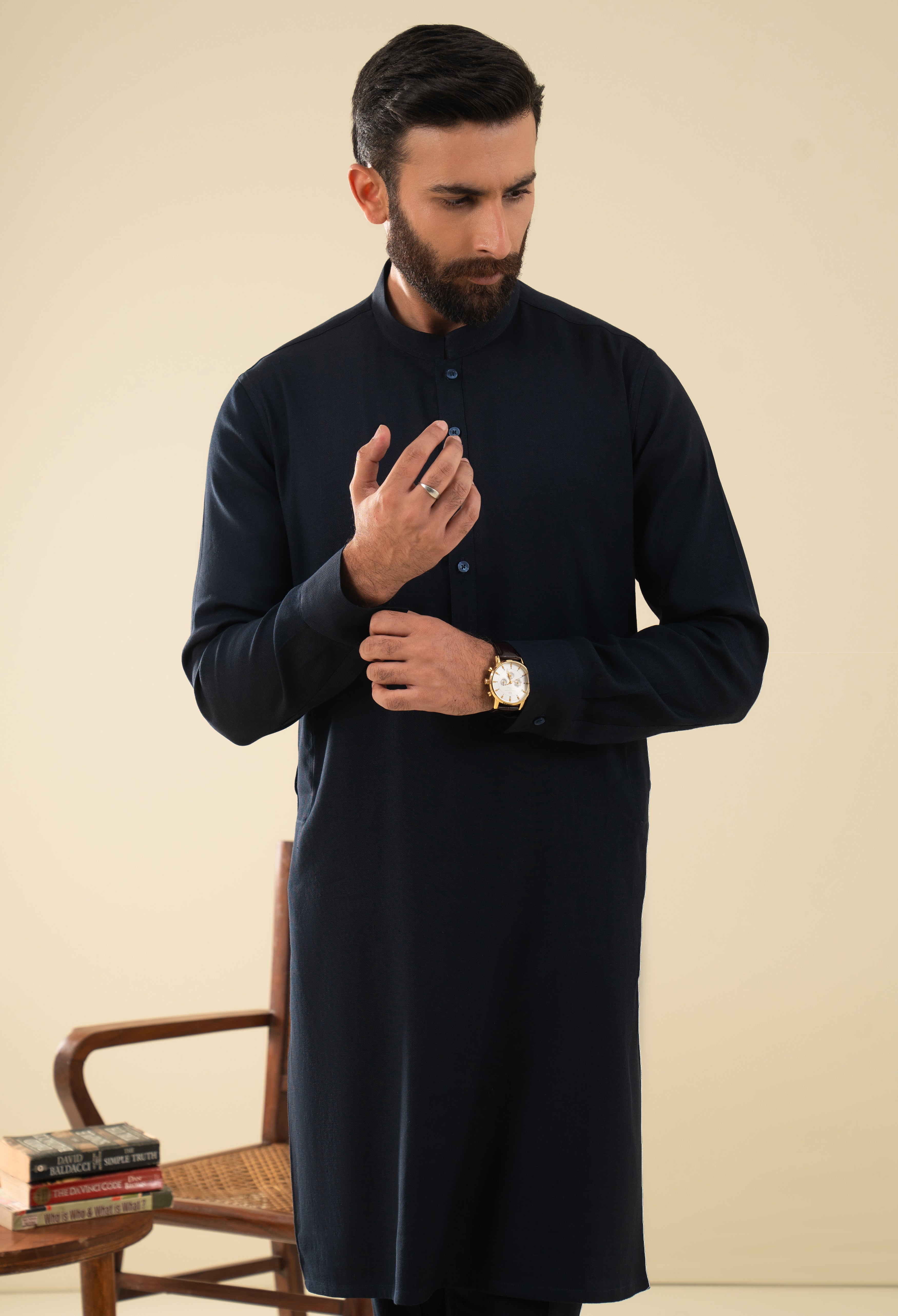 Deep Blue Plain Kurta Pajama