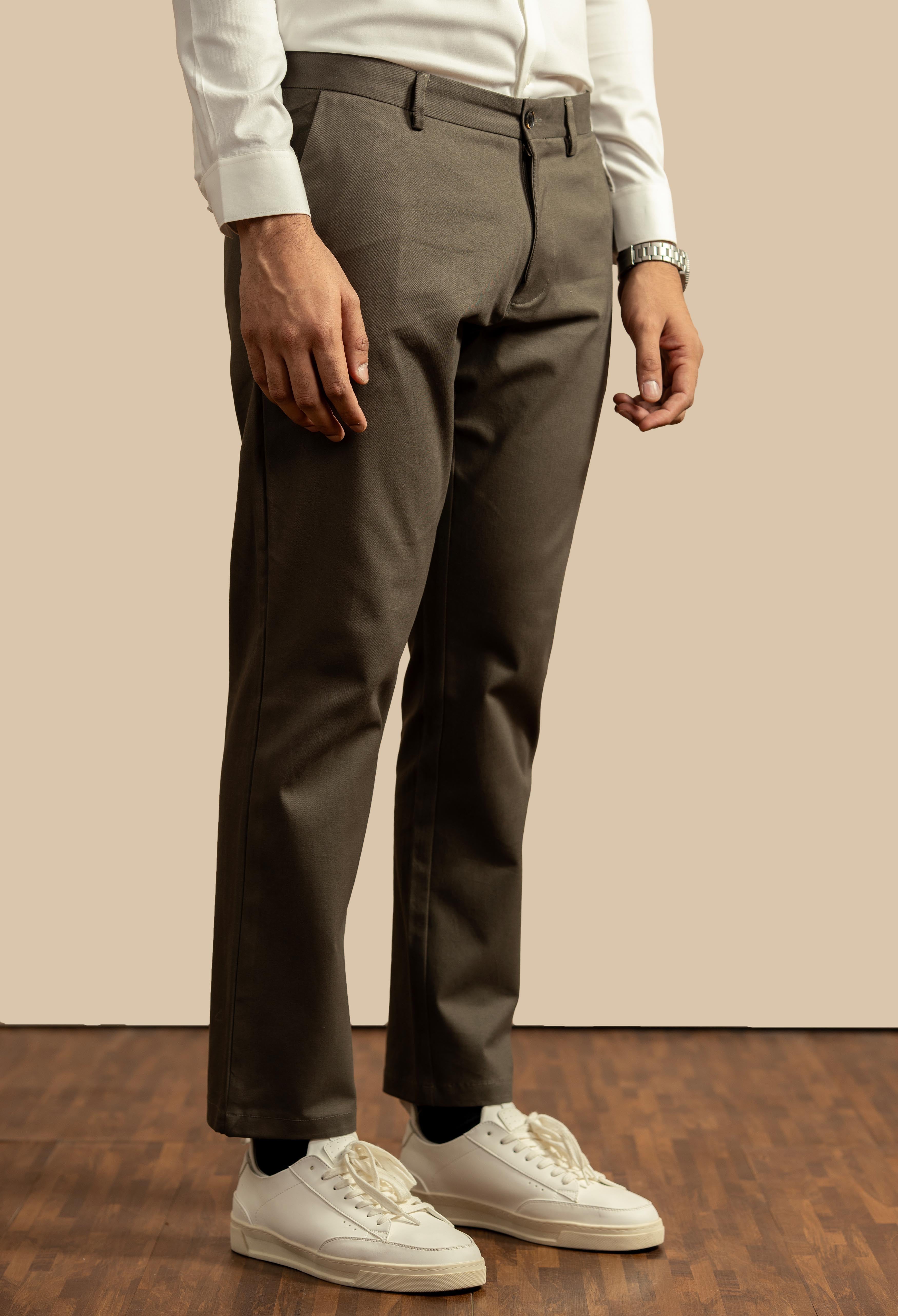 Olive Green Cotton Trouser