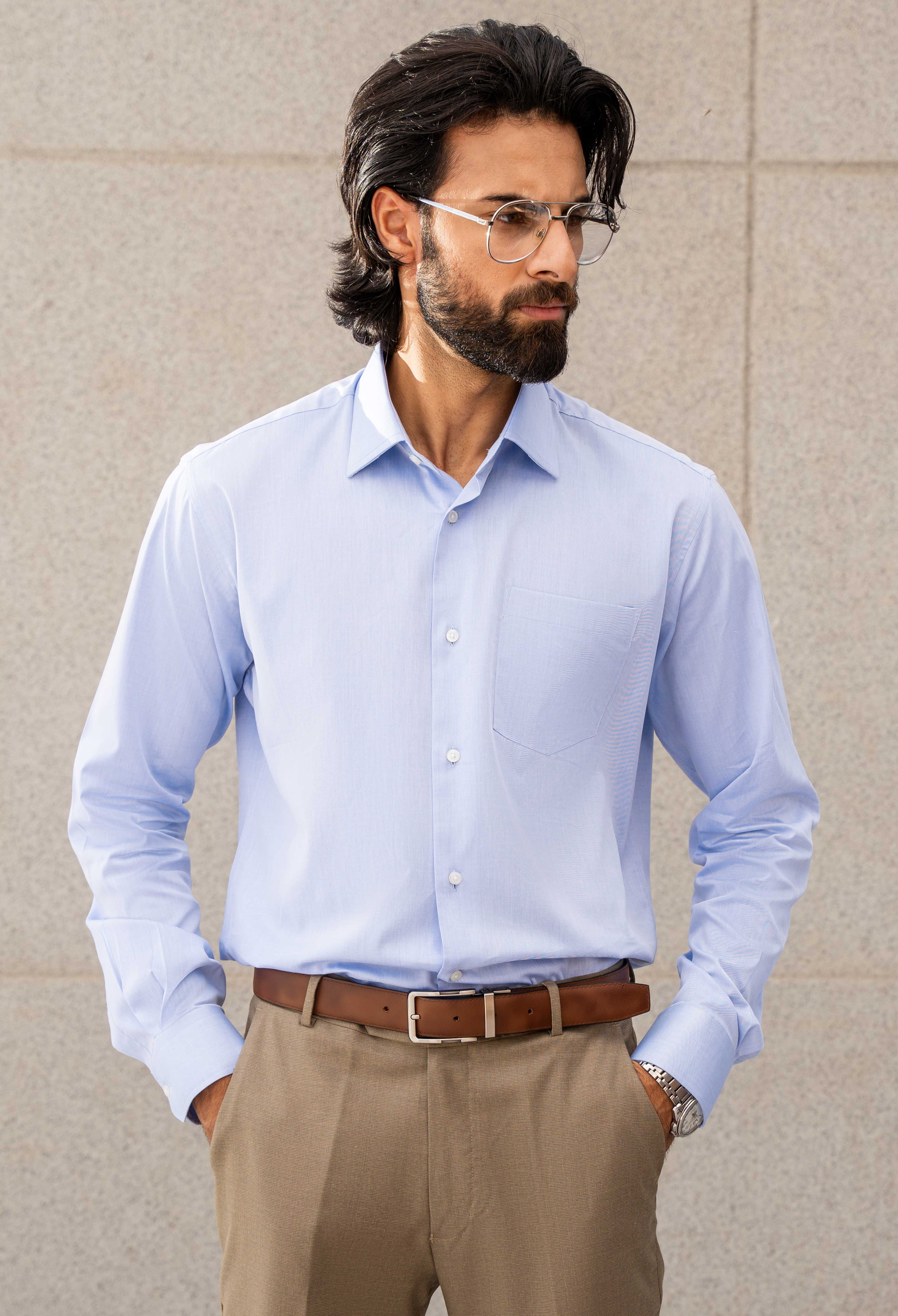 Light Blue Twill Formal Shirt (FSH-000115)