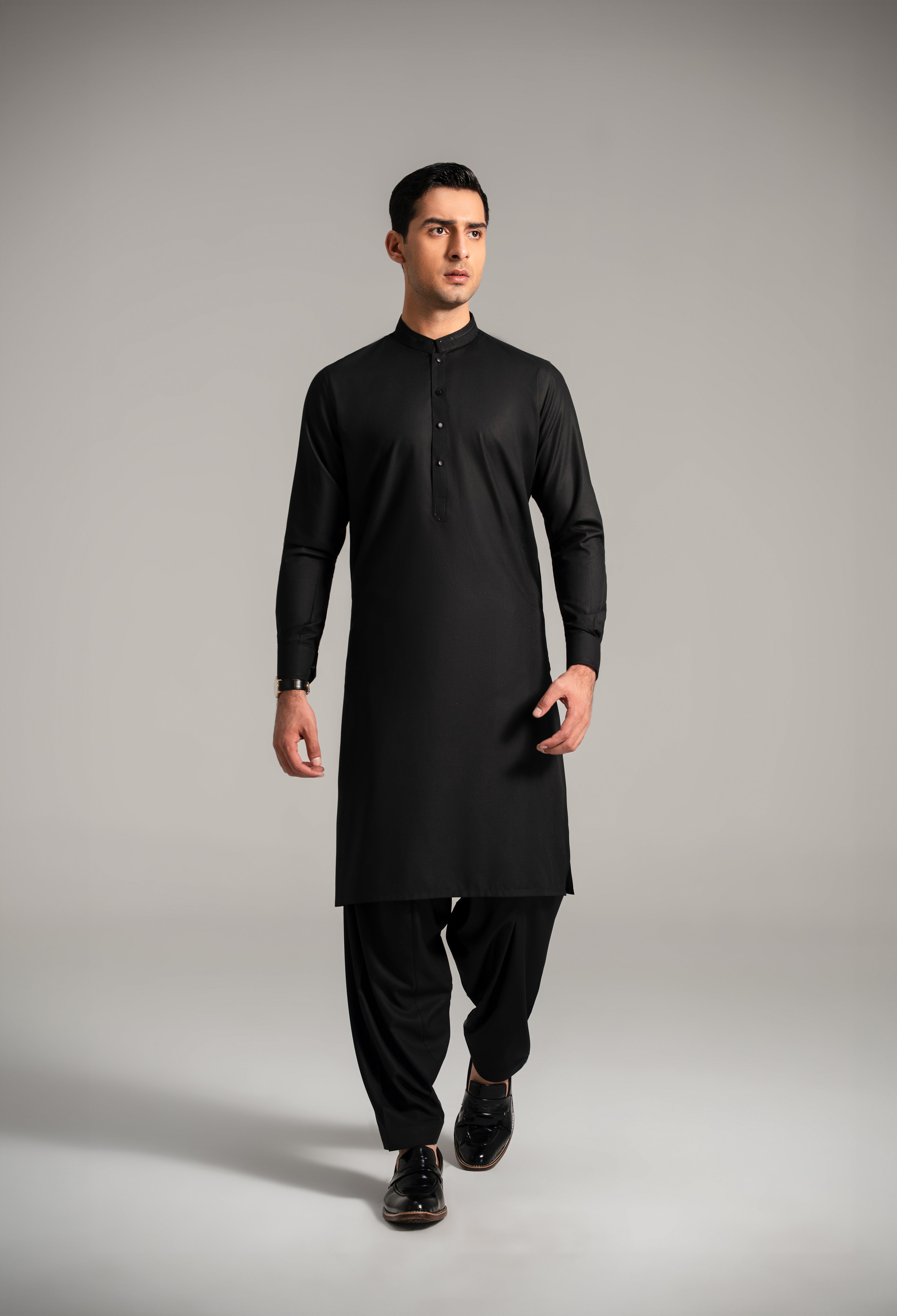 Jet Black Detailing Kameez Shalwar