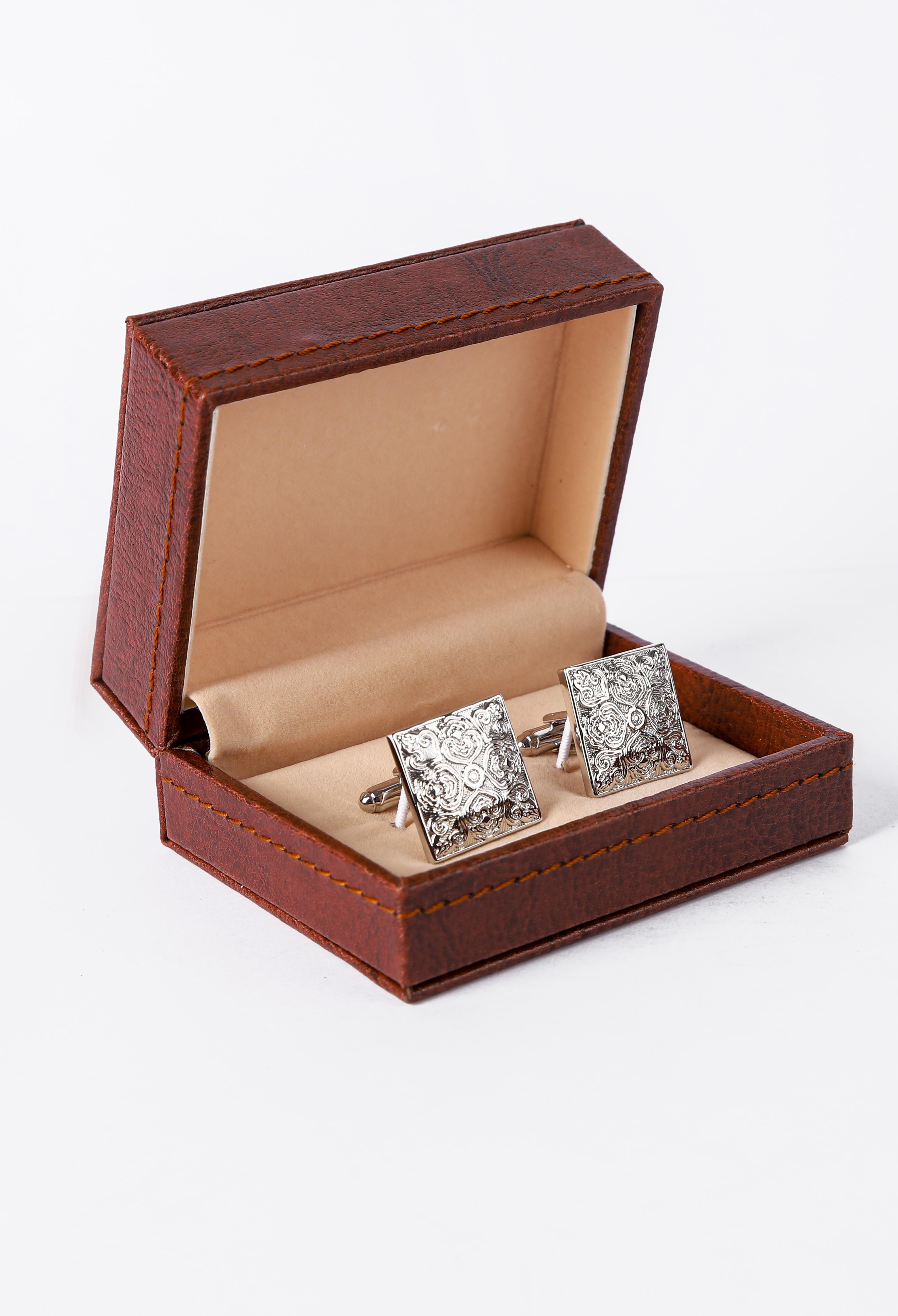 Silver Grey Antique Square Cufflink