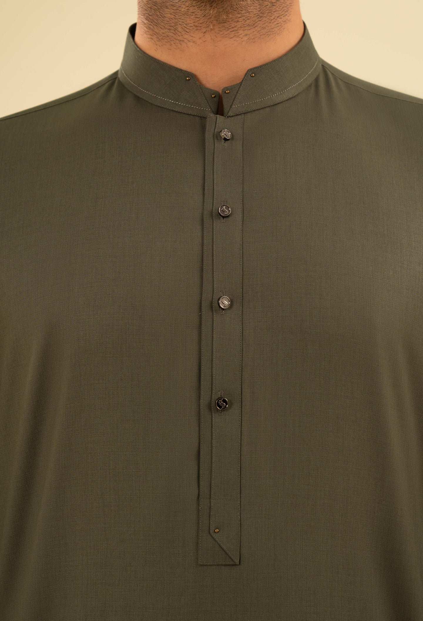 Moss Green Detailing Kameez Shalwar