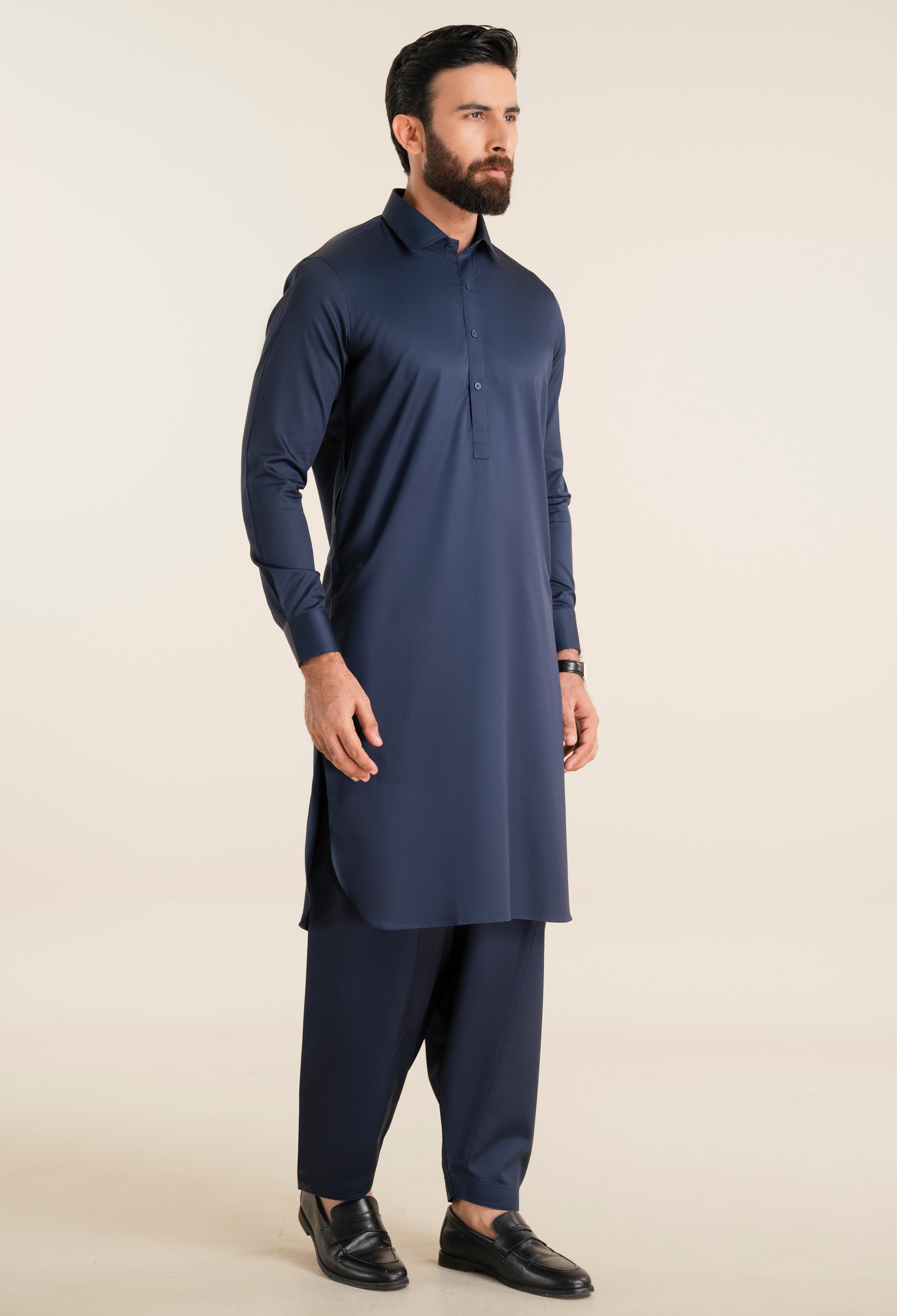 Navy Blue Cotton kameez Shalwar