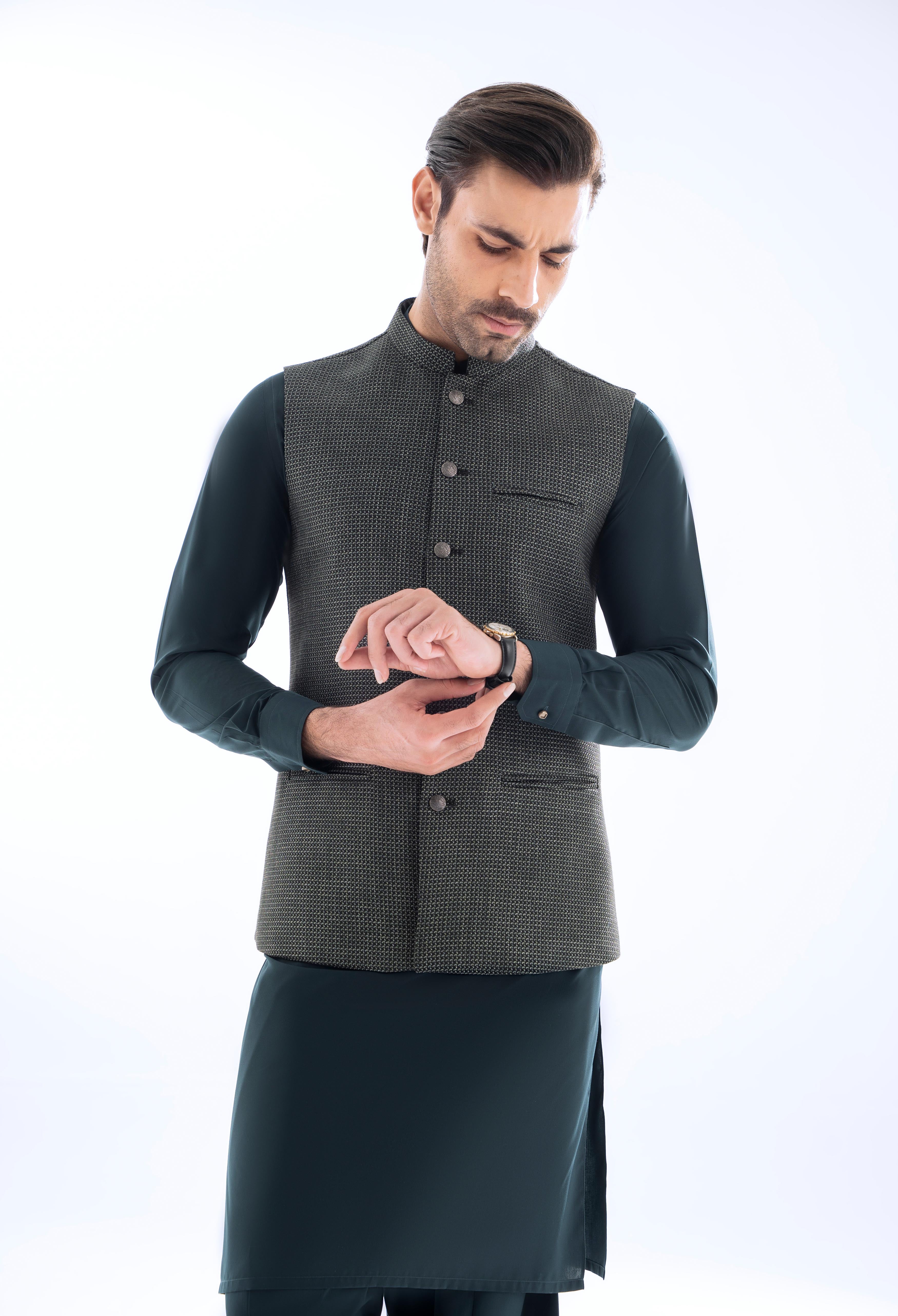 Forest Green Plain Waistcoat