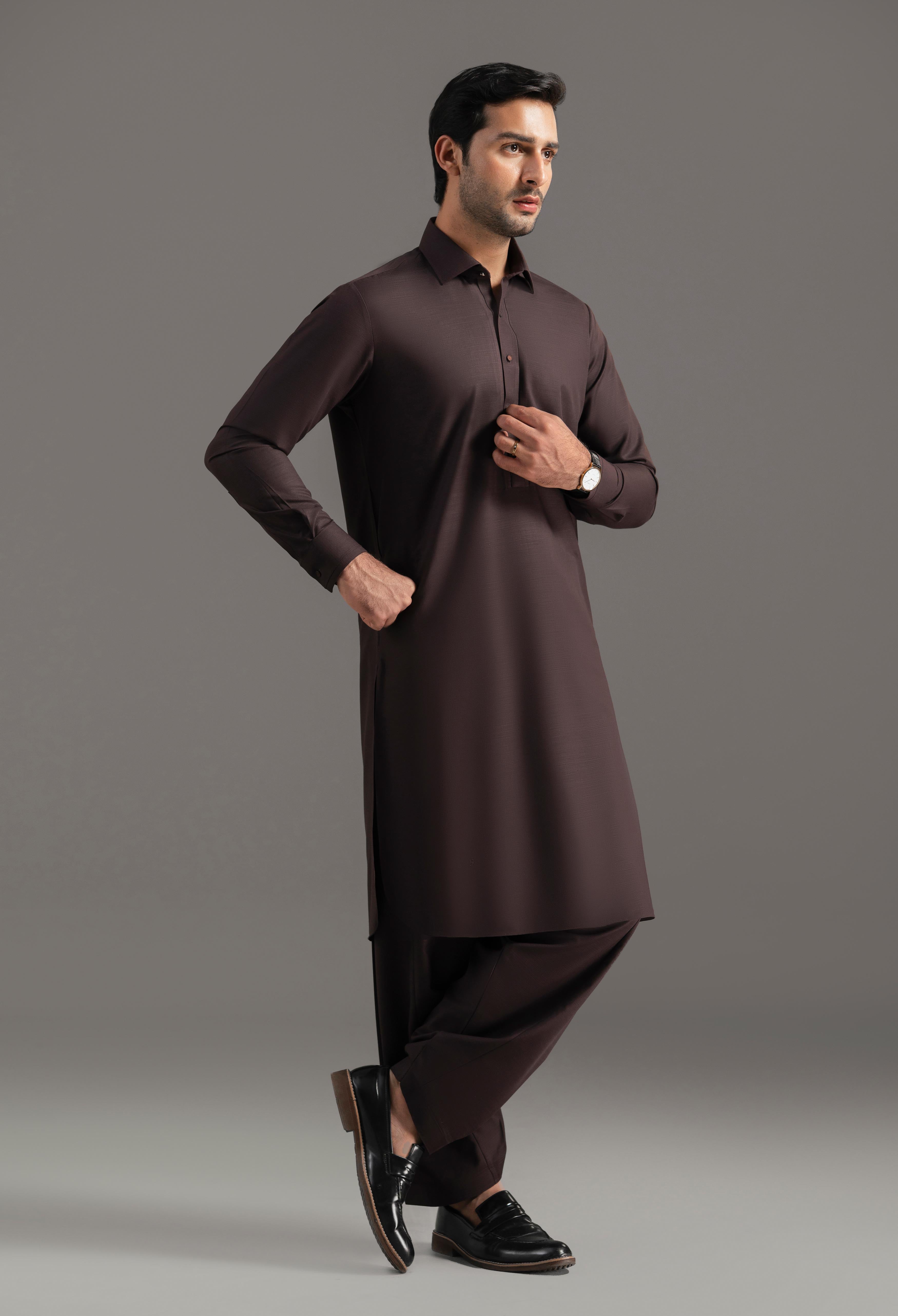 Dark Burgundy Blended Kameez Shalwar