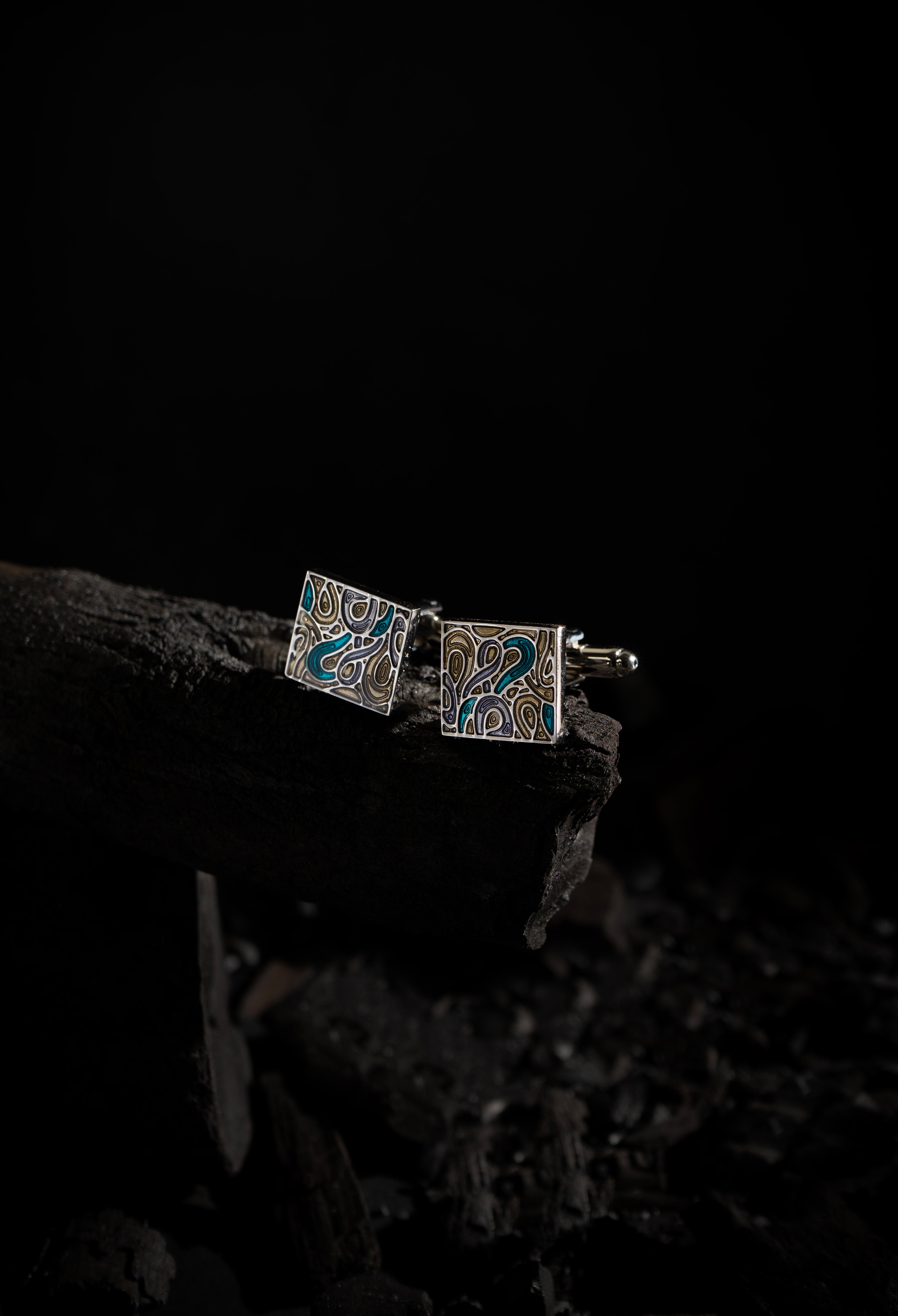 Multi Color Square Paisley Cufflink (CFL-000085)