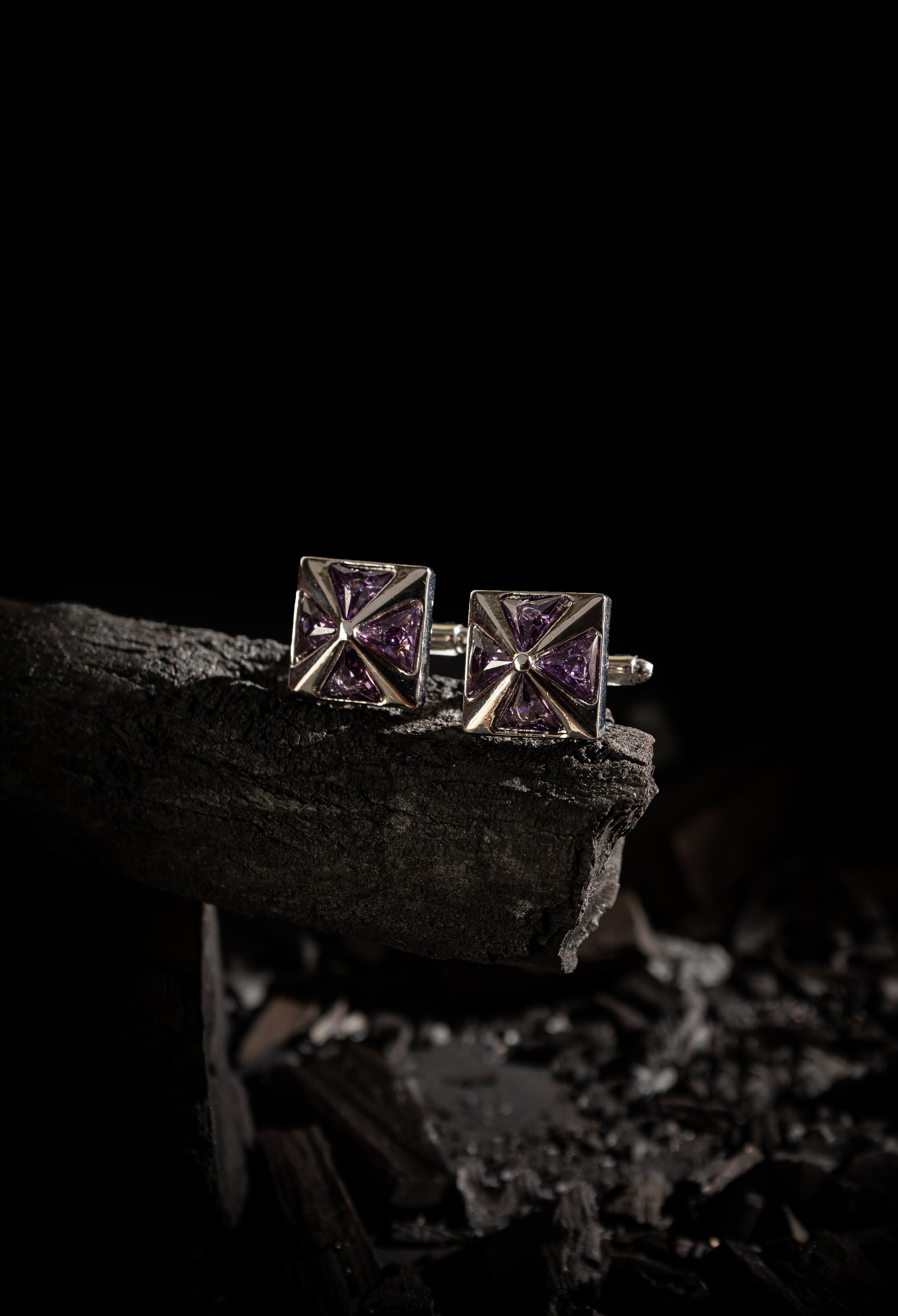 Pastel Purple Triangle Square Cufflink (CFL-000056)