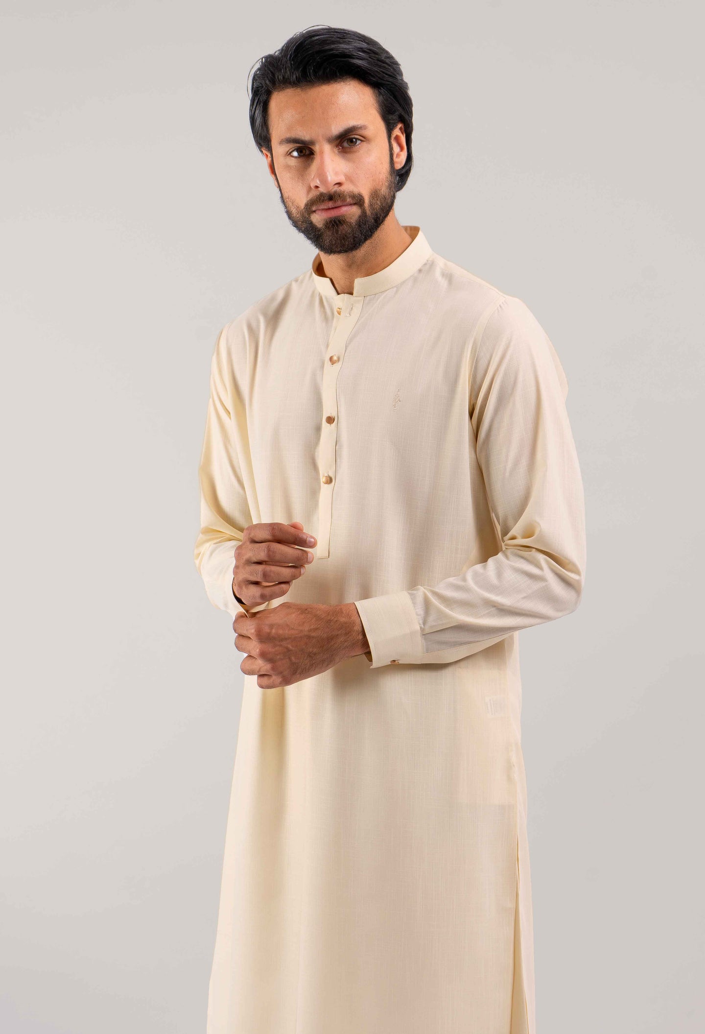 Butter Brown Self Slub Blended Kameez Shalwar