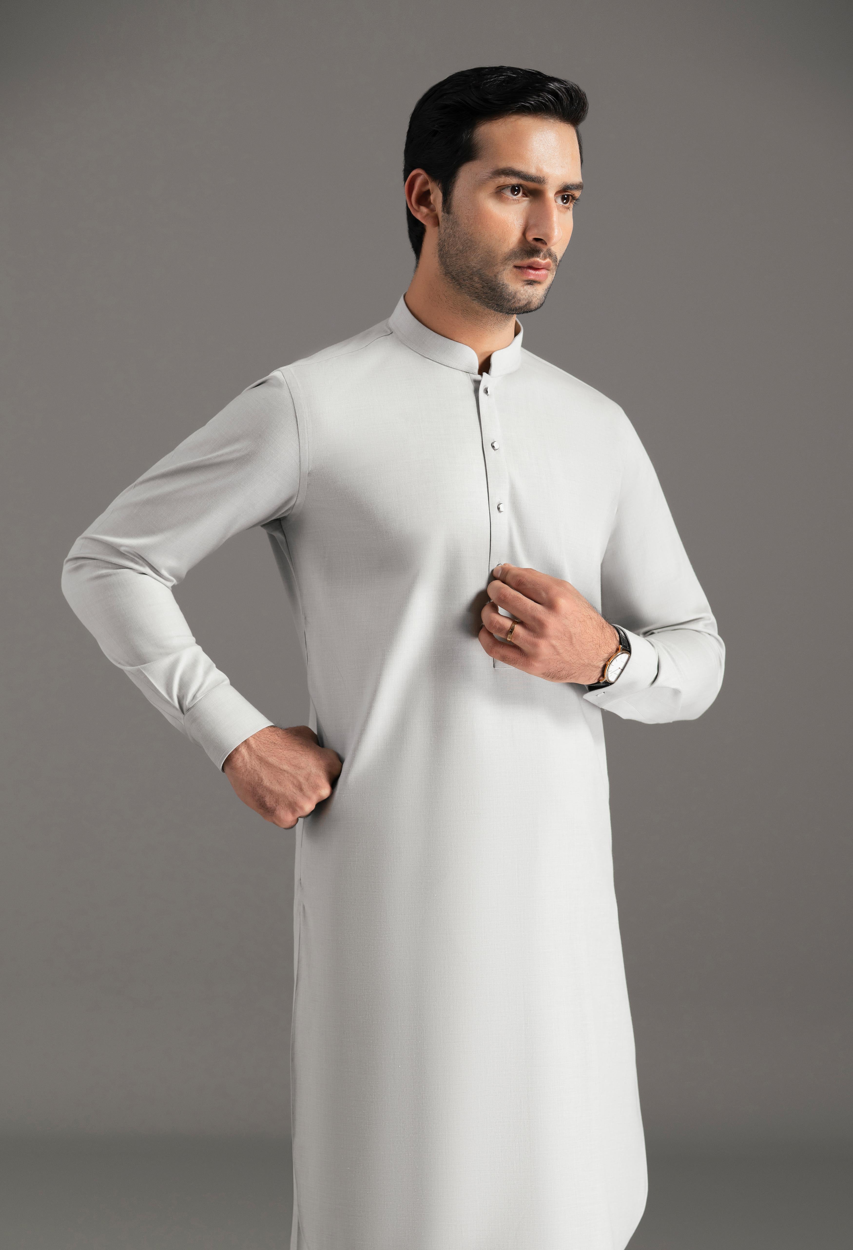 Ceramic Grey Blended Kameez Shalwar