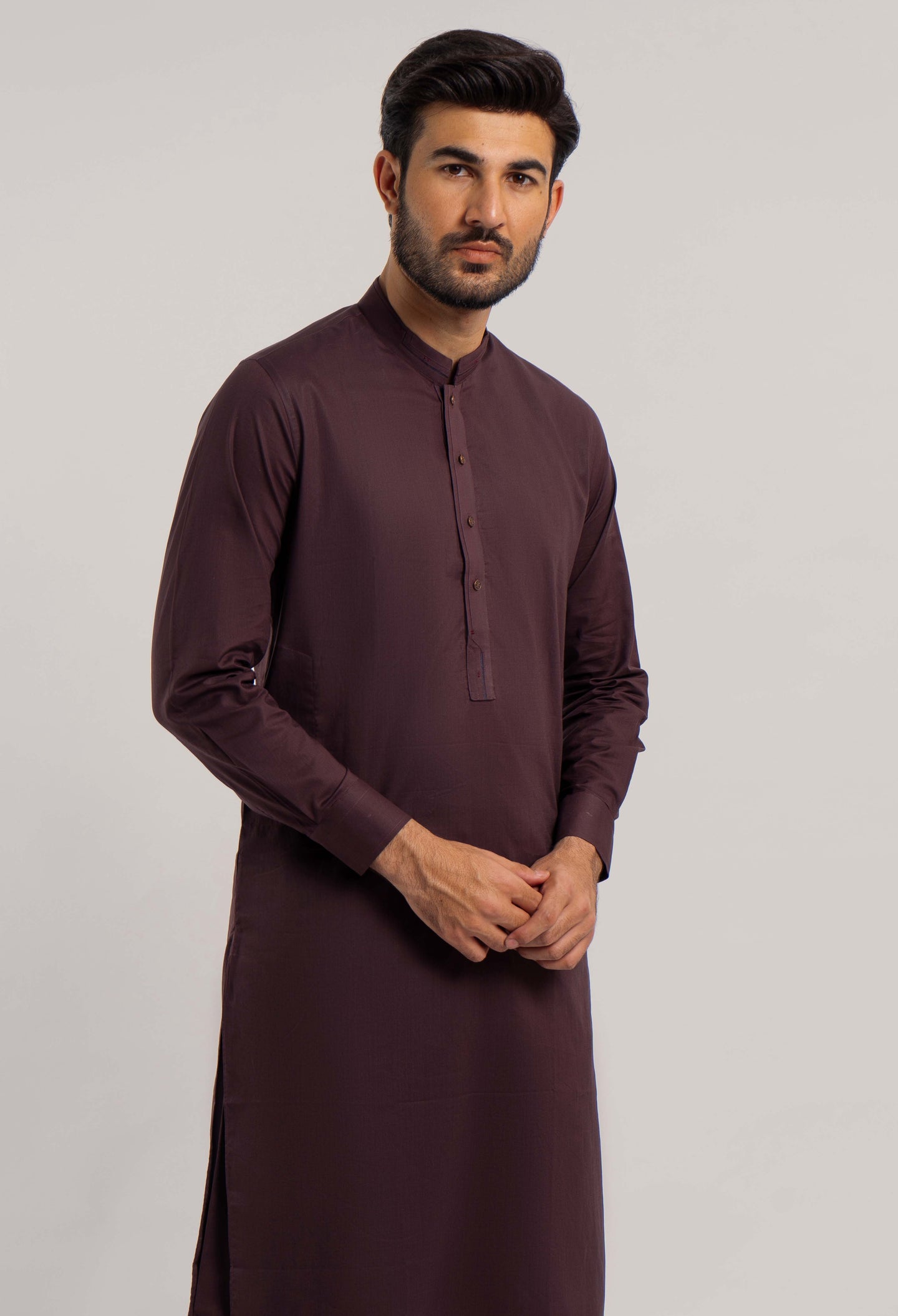Maroon Plain Kameez Shalwar