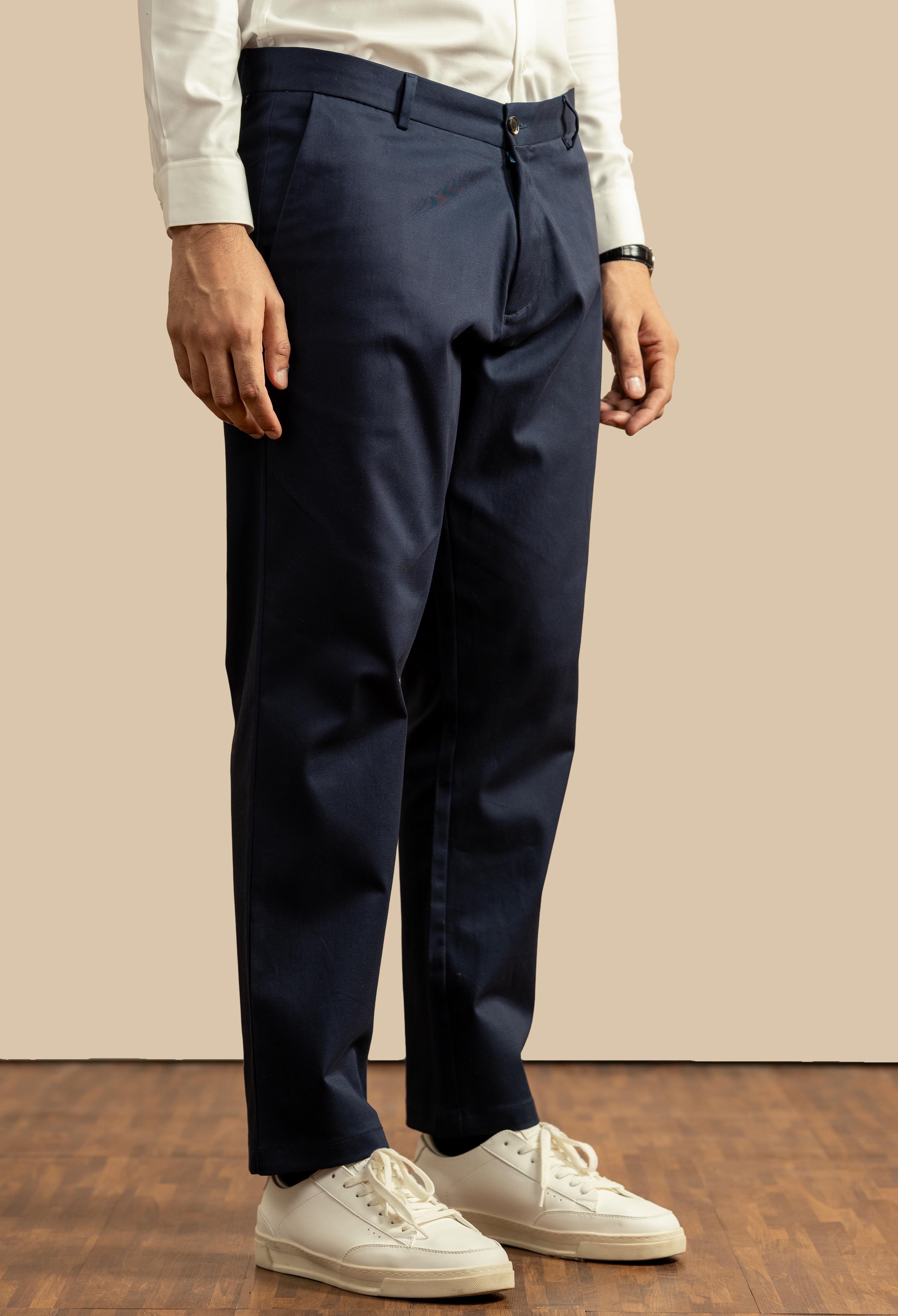 Navy Blue Cotton Trouser
