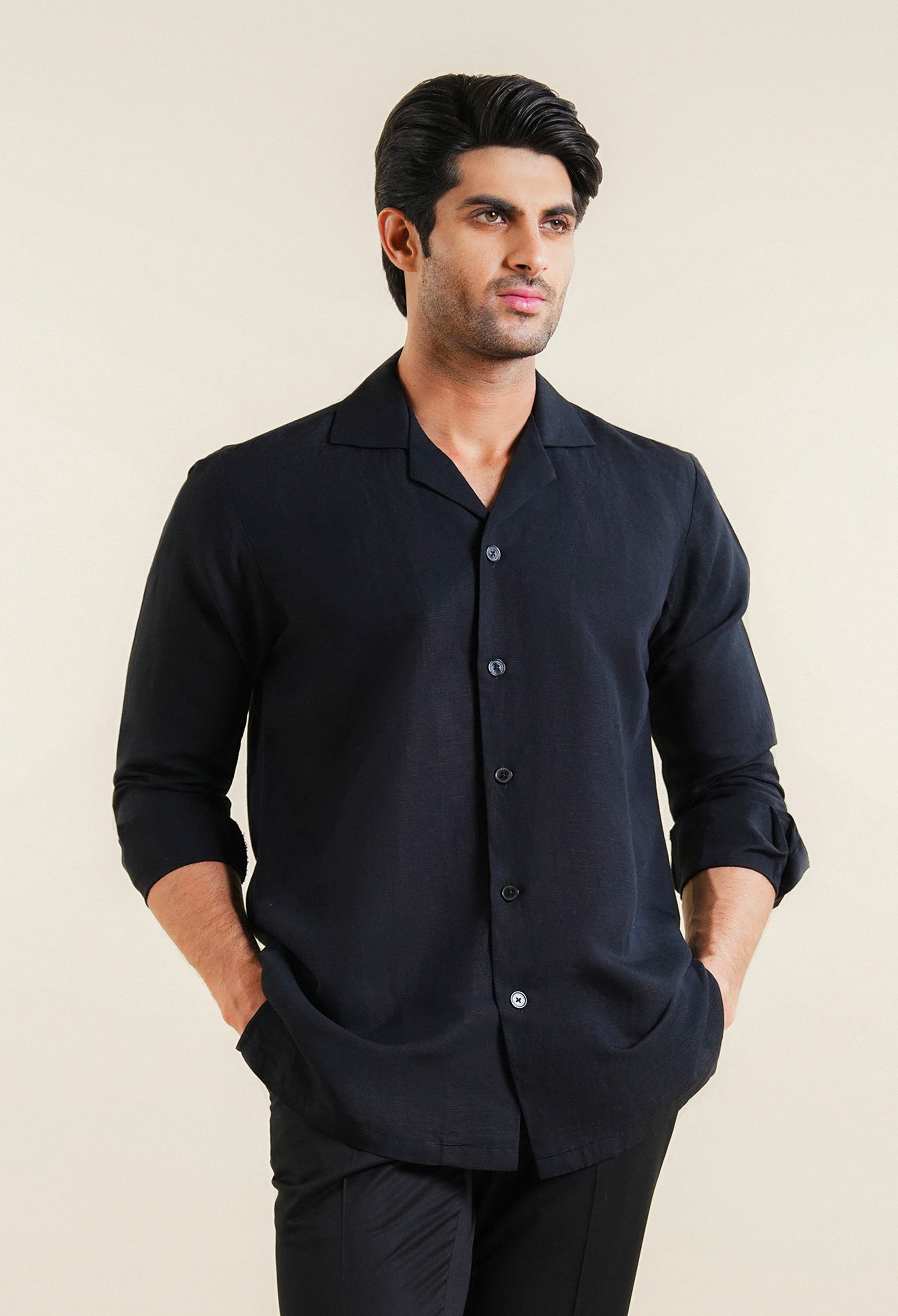 Jet Black Linen Shirt