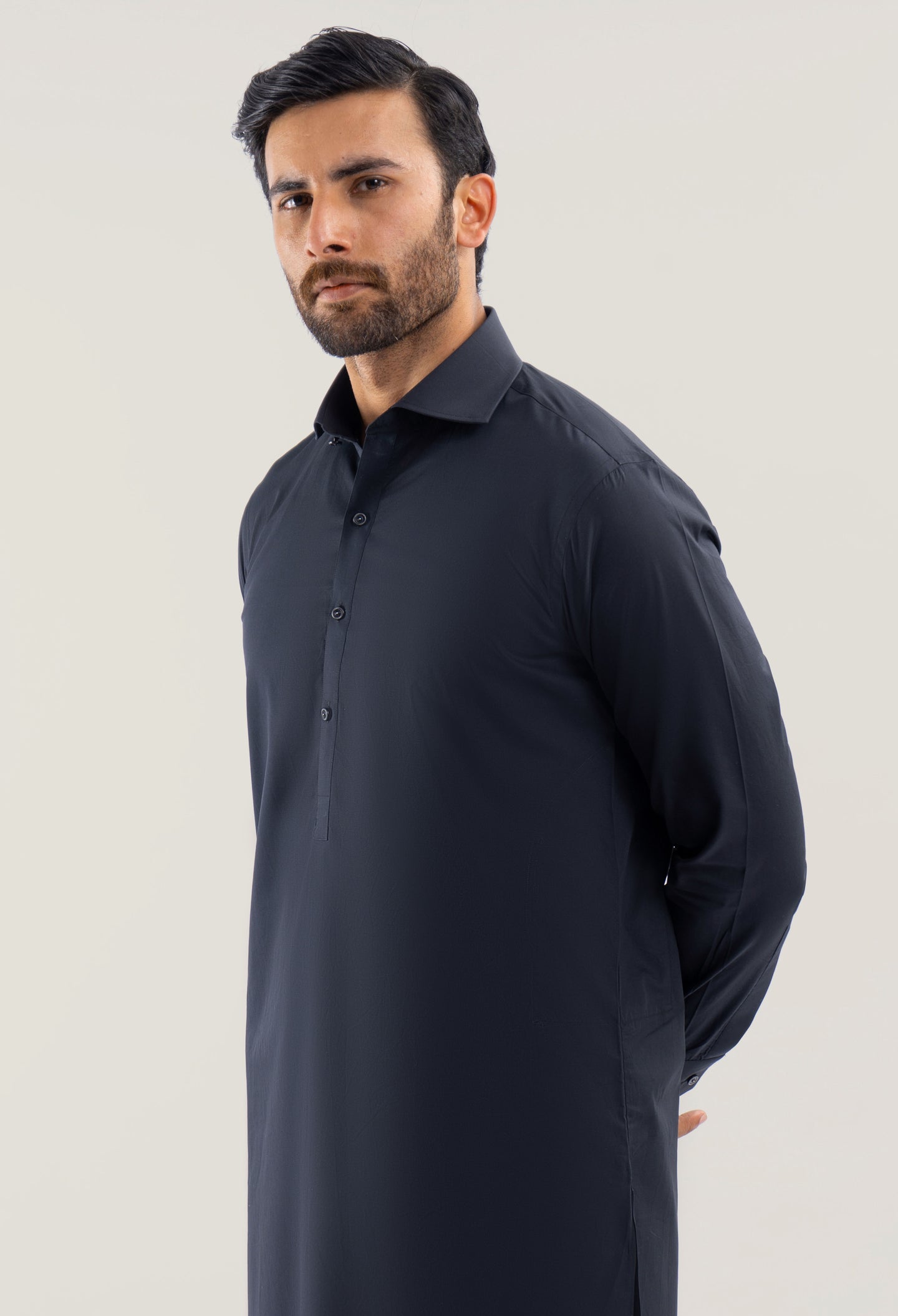 Stceble Black Cotton Kameez Shalwar (GSS-000433)