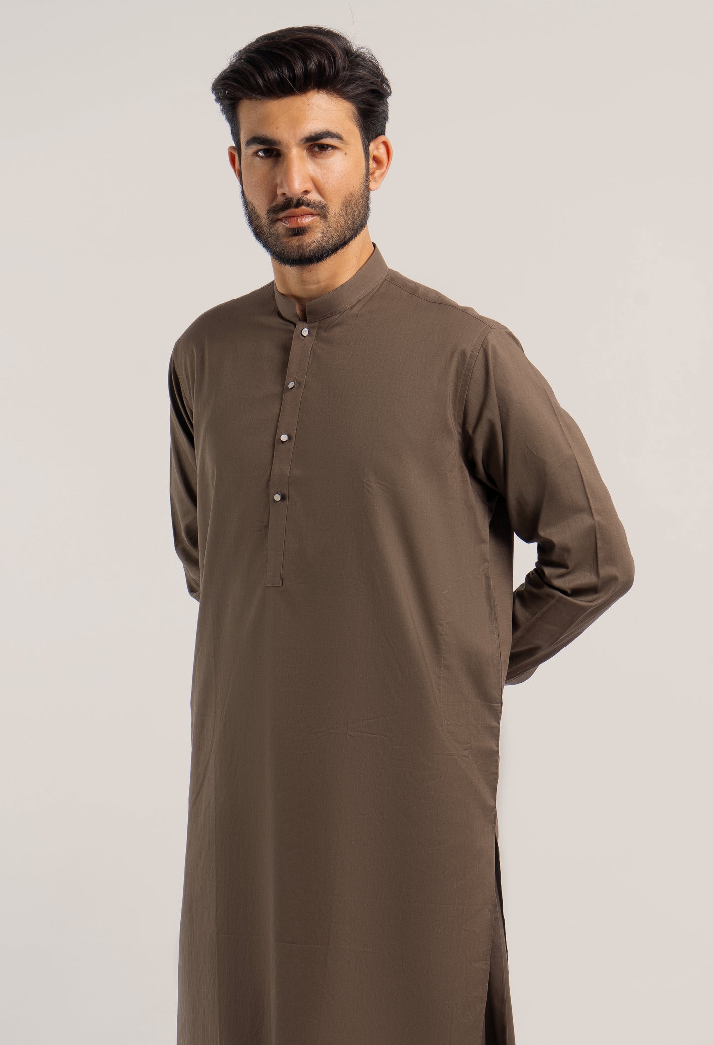 Brown Plain Kameez Shalwar