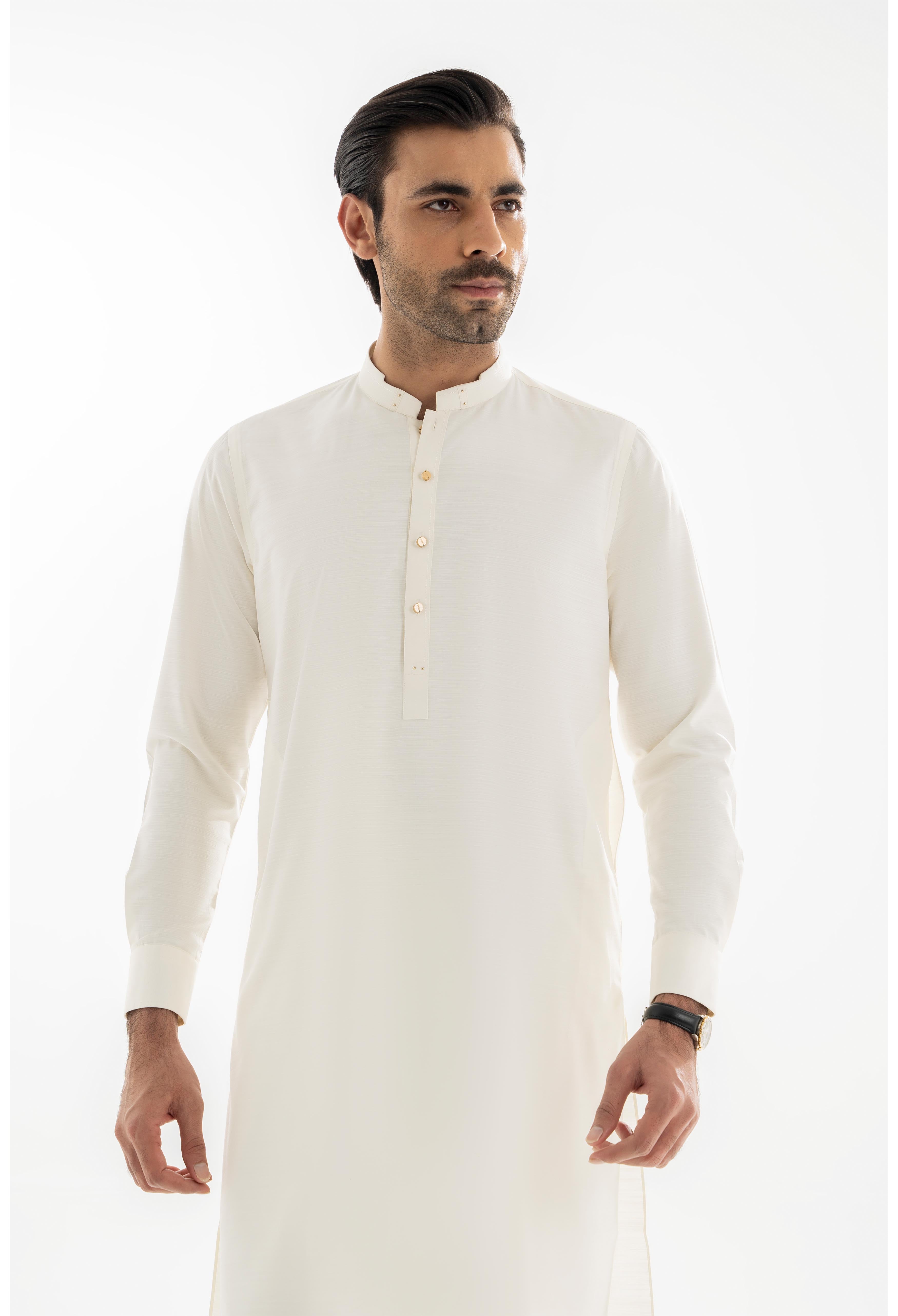 Butter Cream Detailing Kurta Pajama