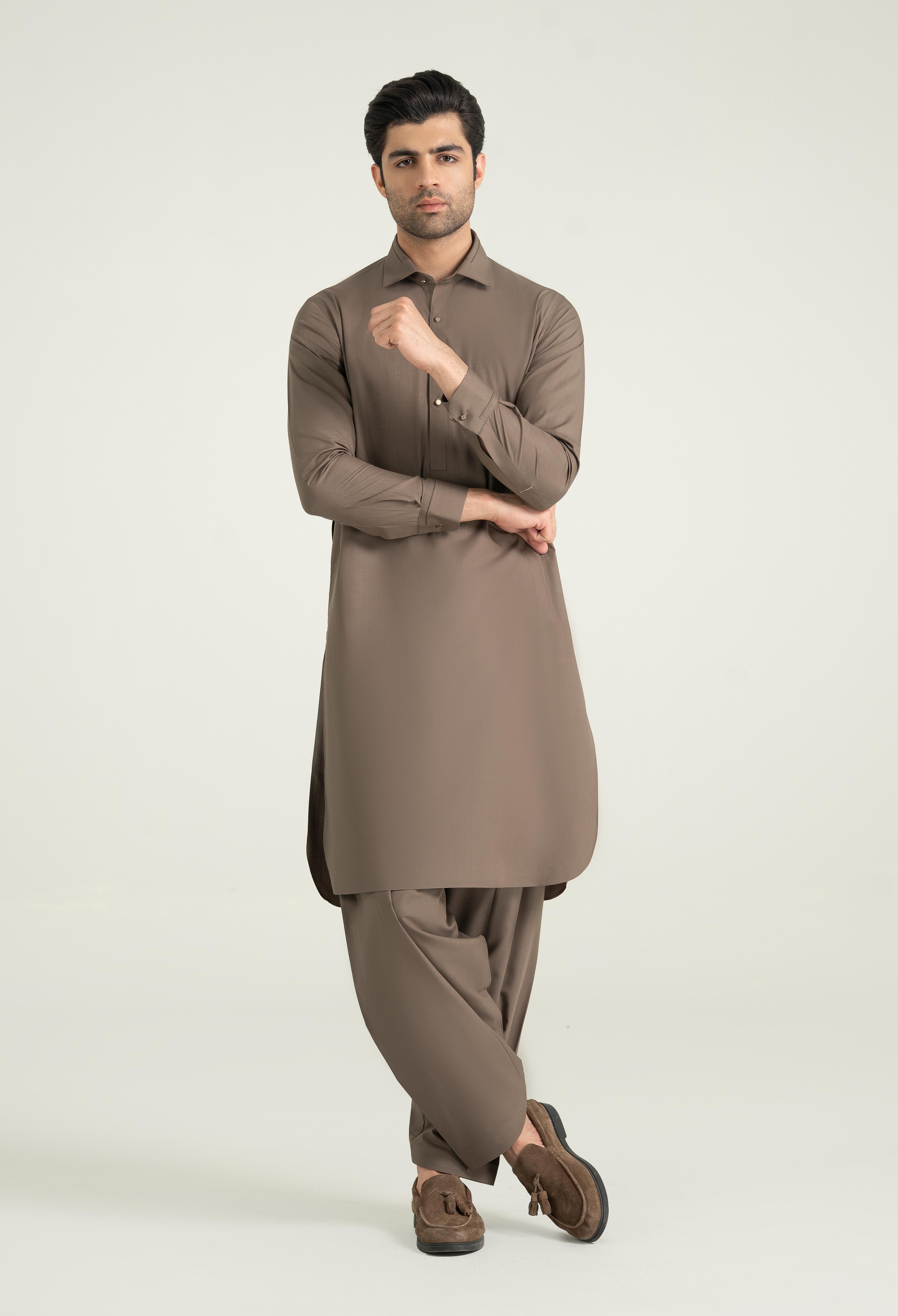 Bronze Brown Blended Kameez Shalwar
