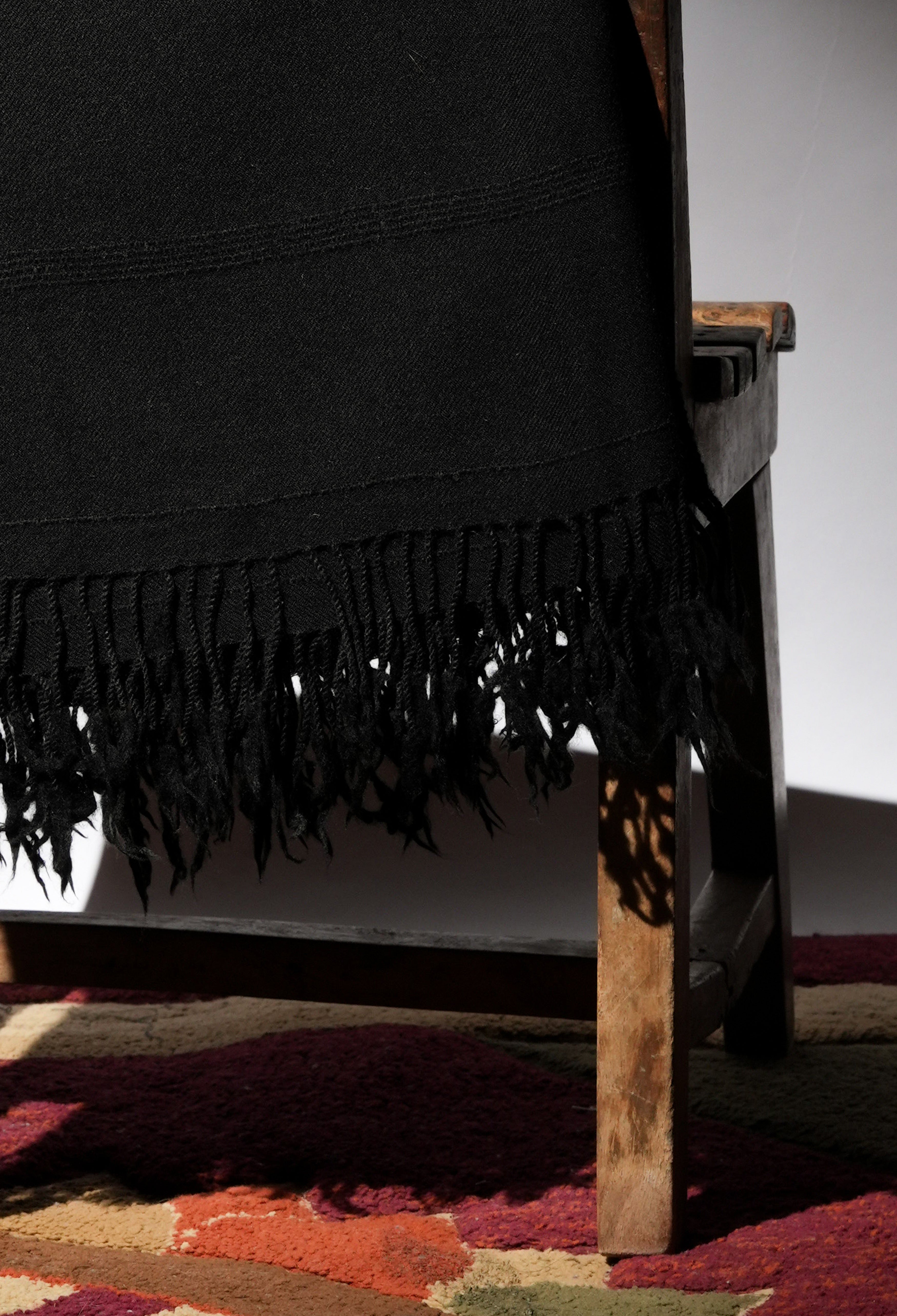 Raven Black Pashmina Wool Shawl