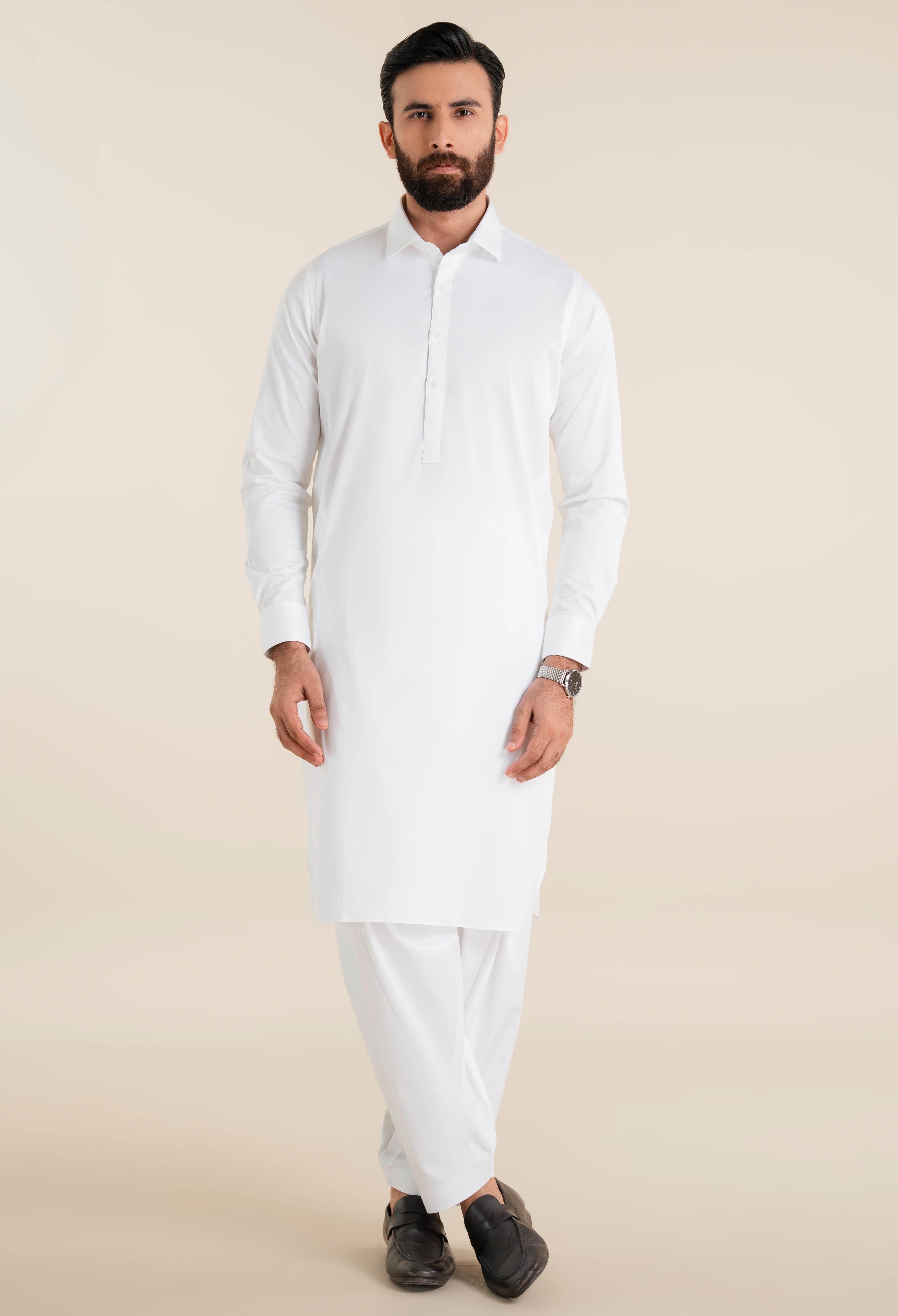 Daisy White Cotton Kameez Shalwar
