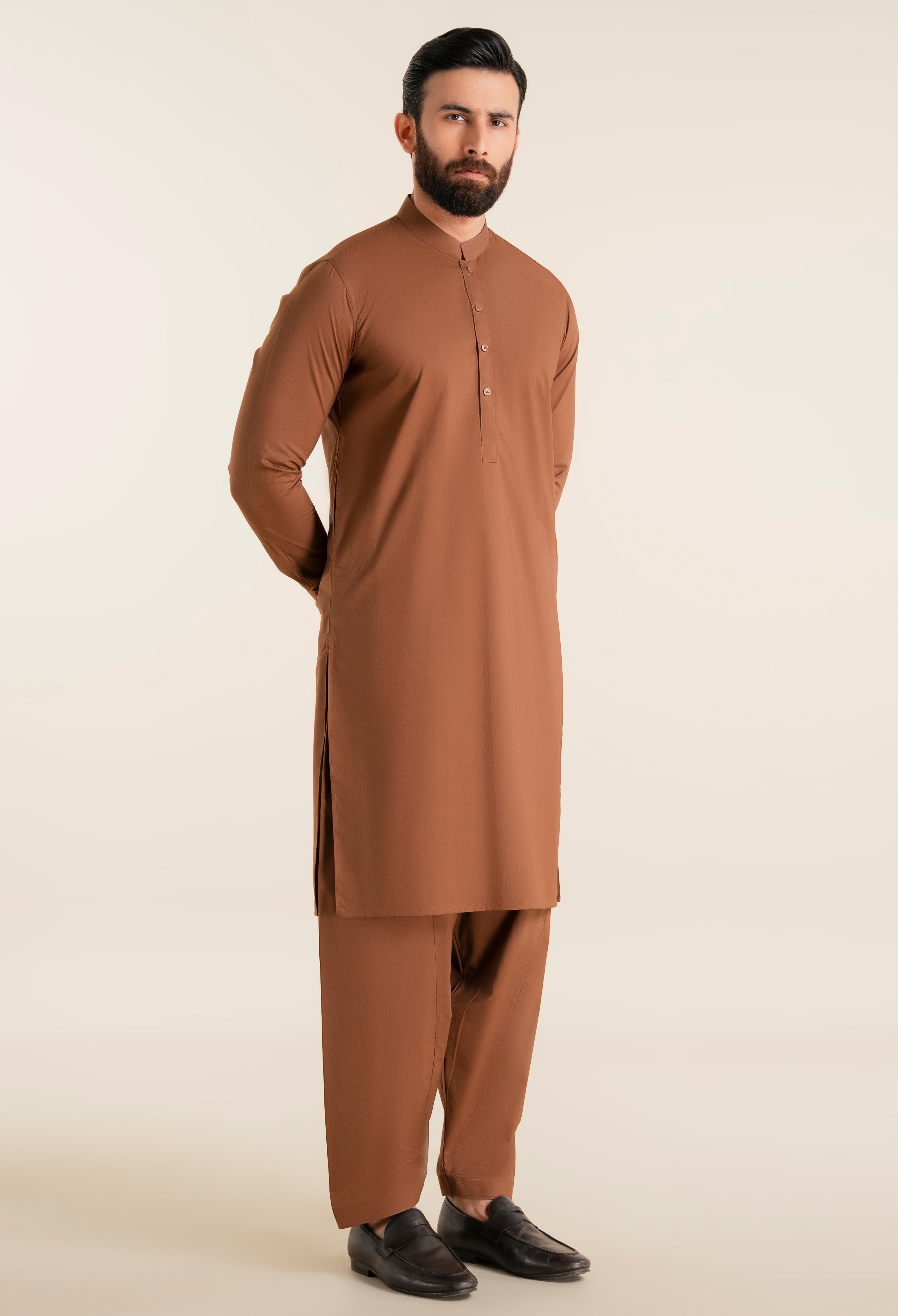 Maple Brown Cotton kameez Shalwar