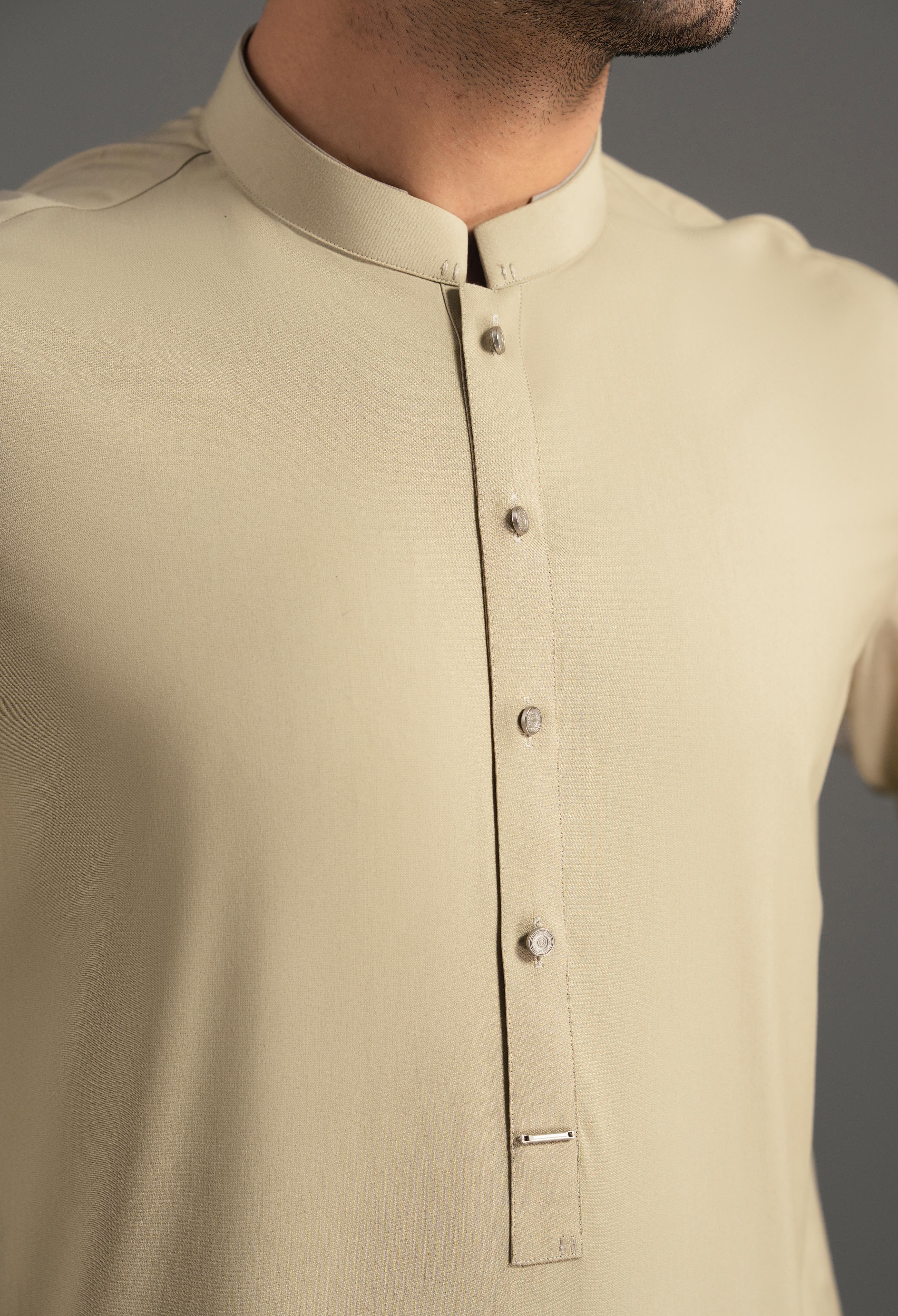 Turmeric Beige Blended Kurta Pajama