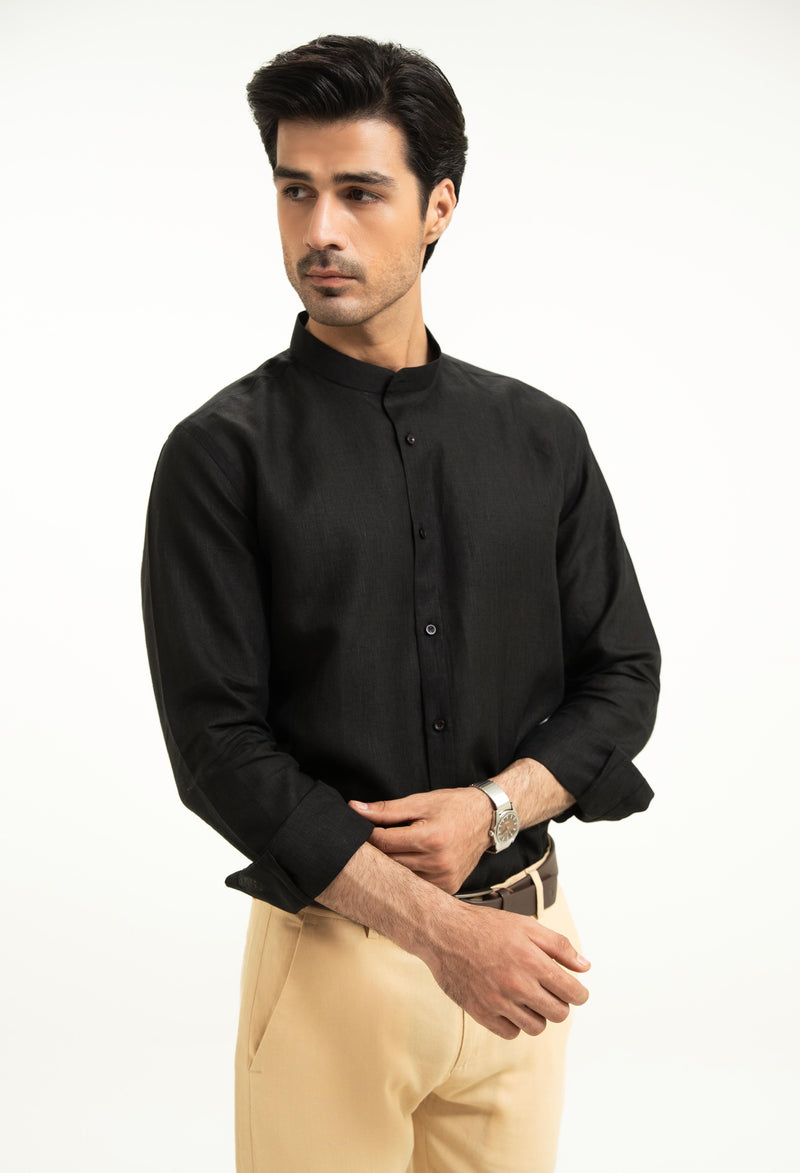 Jet Black Linen Shirt